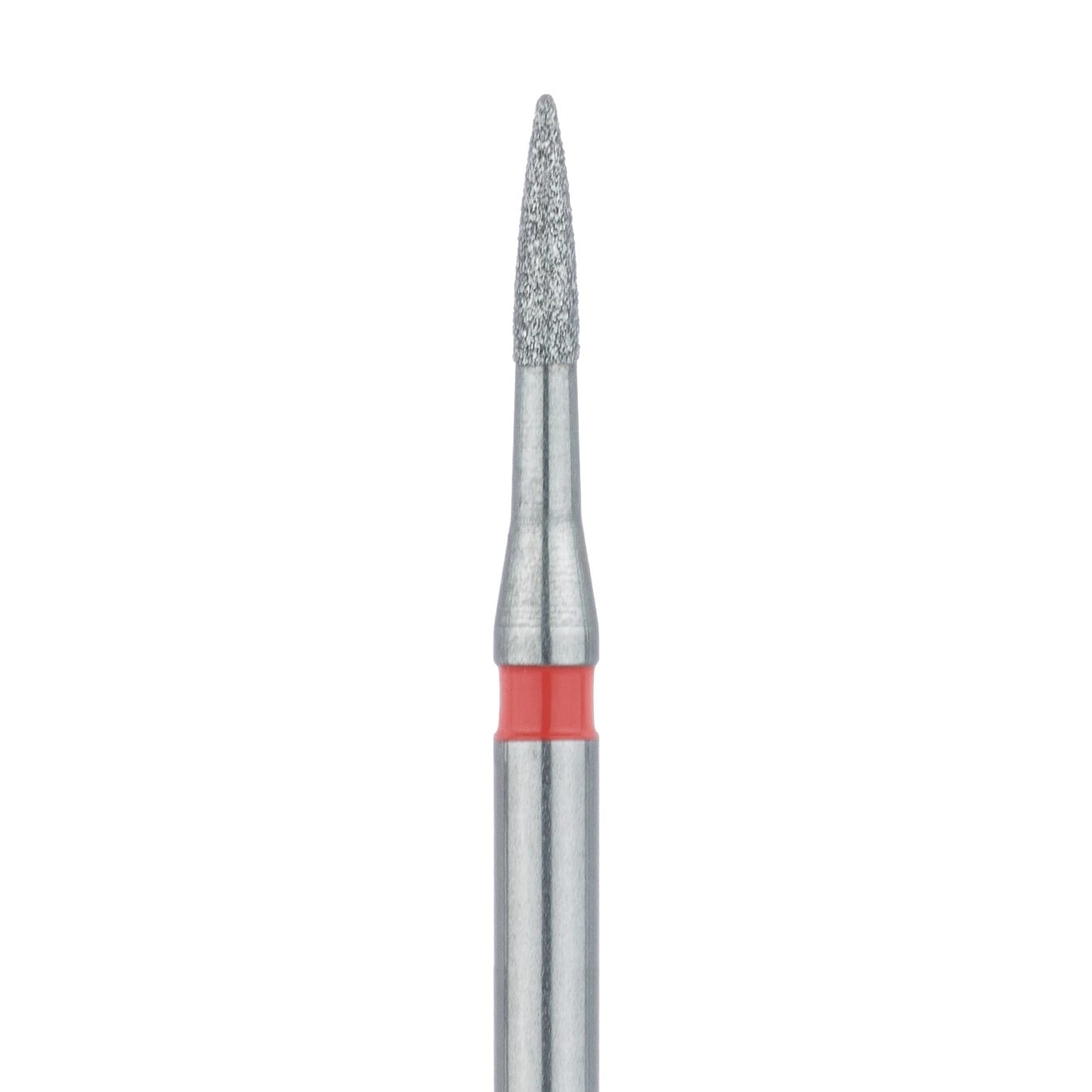 Meisinger 889LF-010-FG Fine Diamond Bur, Short Flame, Friction Grip, 1.0 mm Head Diameter, 4.0 mm Head Length, Red Ring, 5/Pkg