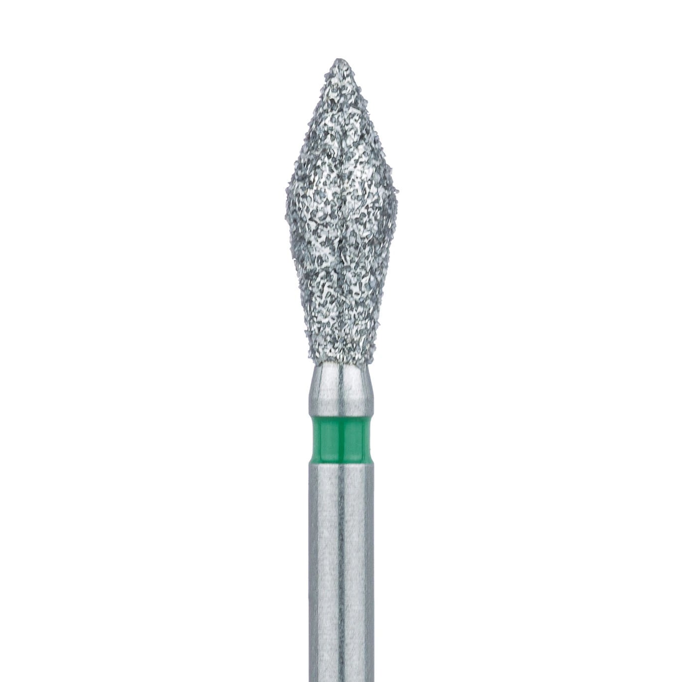 Meisinger 899G-027-FG Coarse Diamond Bur, Modified Football/Barrel Shape, Friction Grip, 2.7 mm Head Diameter, 7.0 mm Head Length, Green Ring, 5/Pack