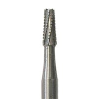 Meisinger Tungsten Carbide Bur, X-Cut Taper Fissure, Flat End, HP, 1.8 mm Diameter, 4.9 mm Head Length, 44.5 mm Shank Length, 5/Pkg, HM 33-018