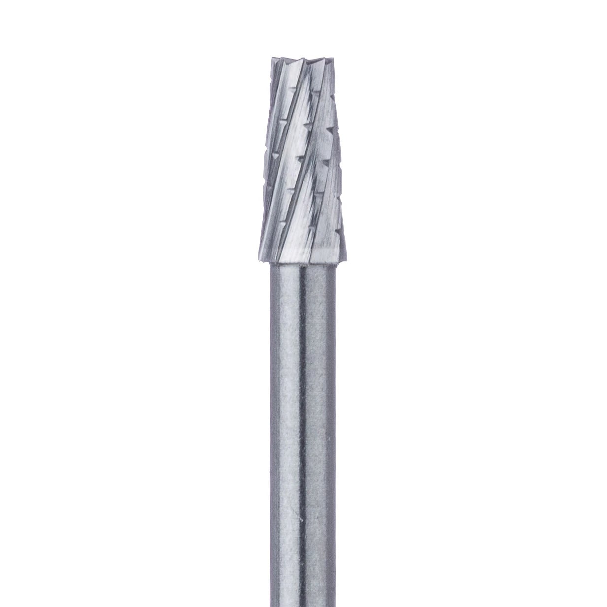Meisinger HM33 Tungsten Carbide Bur #703, Tapered Fissure, Flat End, X-Cut, Friction Grip Extra Long (FGXL), 2.1 mm Diameter, 25 mm Shank, 5/Pkg, HM33-021-SU
