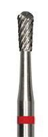 Meisinger Tungsten Carbide Cutter, HM 77MF-023, Mini Fine Pear, X-Cut, Red Ring, HP, 2.3 mm Diameter, 5.5 mm Head Length, 2/Pkg