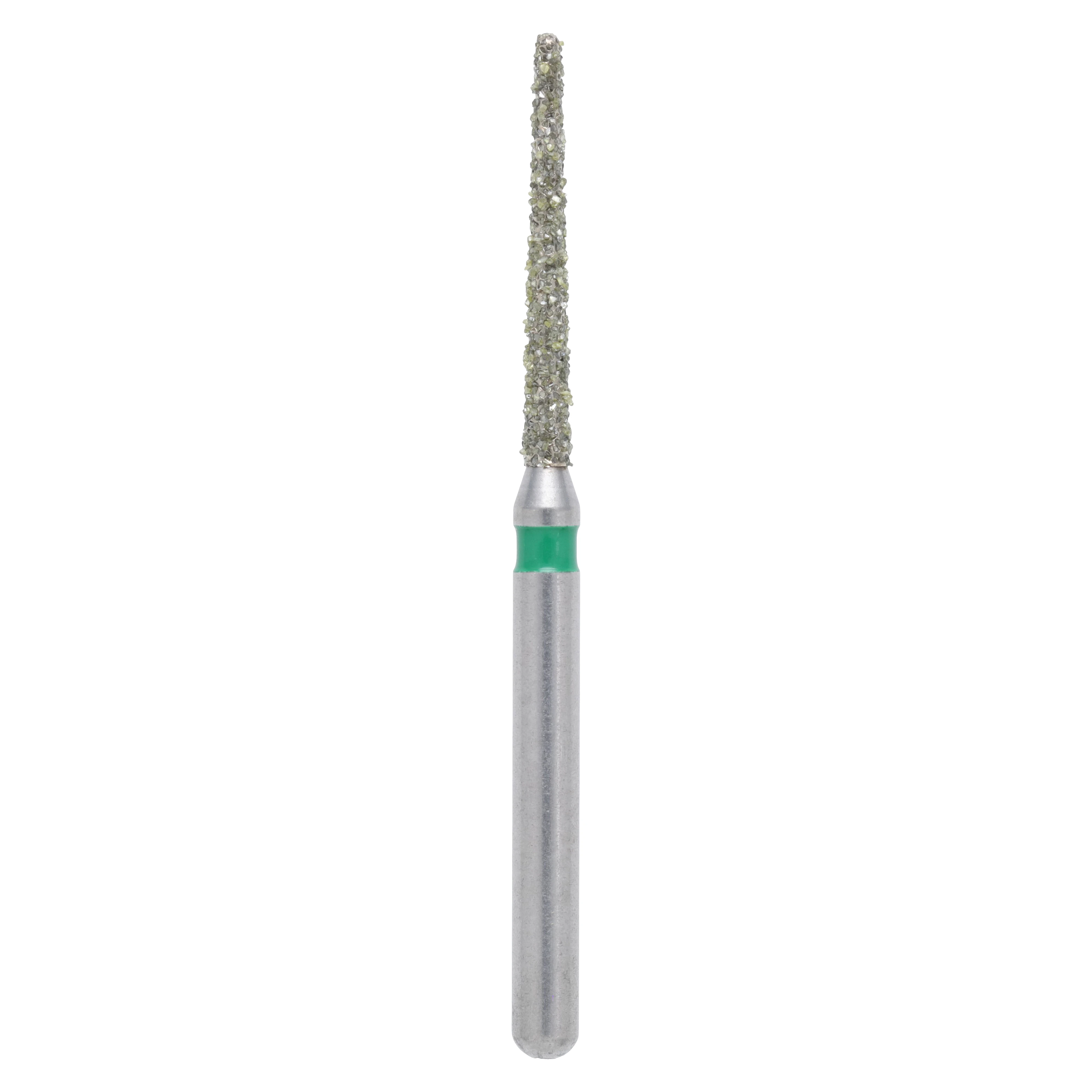 Meisinger Singles Disposable Diamond Bur FG, Round End Taper, Coarse, 1.2mm Diameter, 10mm Length, Green Ring, #1112.10C, 25/Pkg