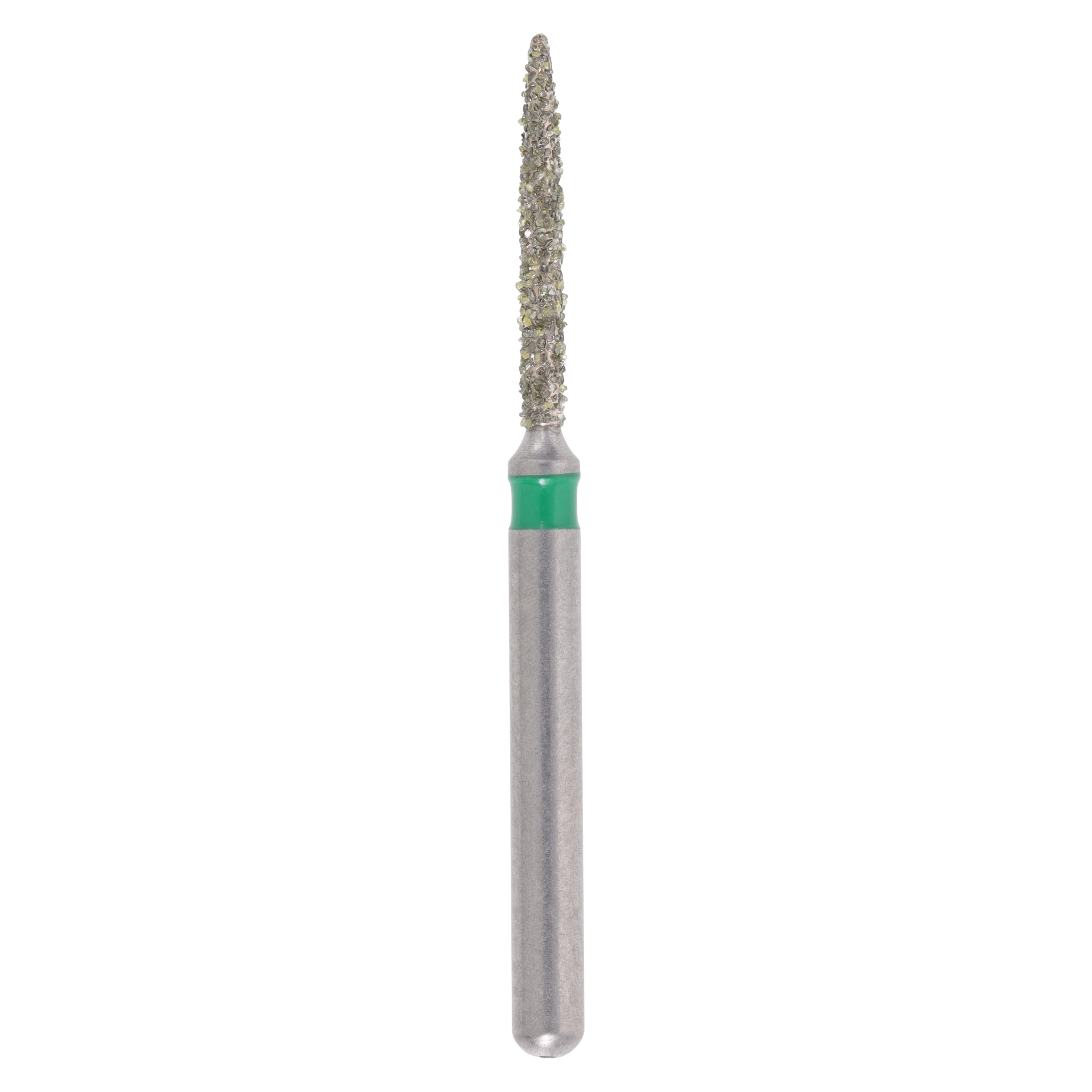 Meisinger Single-Use Sterile Diamond Burs, FG, Flame, #1510.8C, 1.0 mm, Coarse, Green, 25/Pk