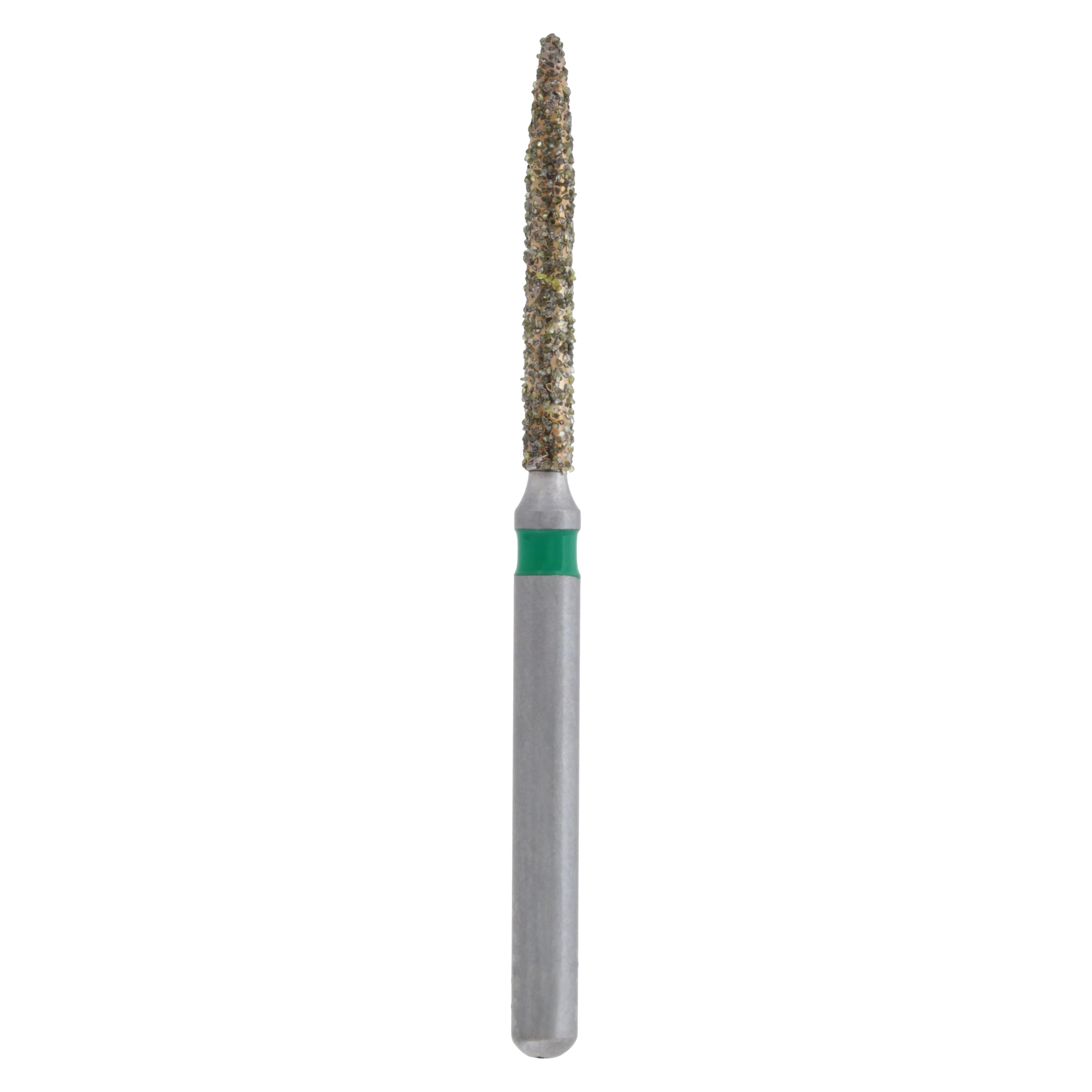 Meisinger Single-Use Sterile Diamond Burs, FG, Flame, #1512.10C, 1.2 mm, Coarse, Green, 25/Pk