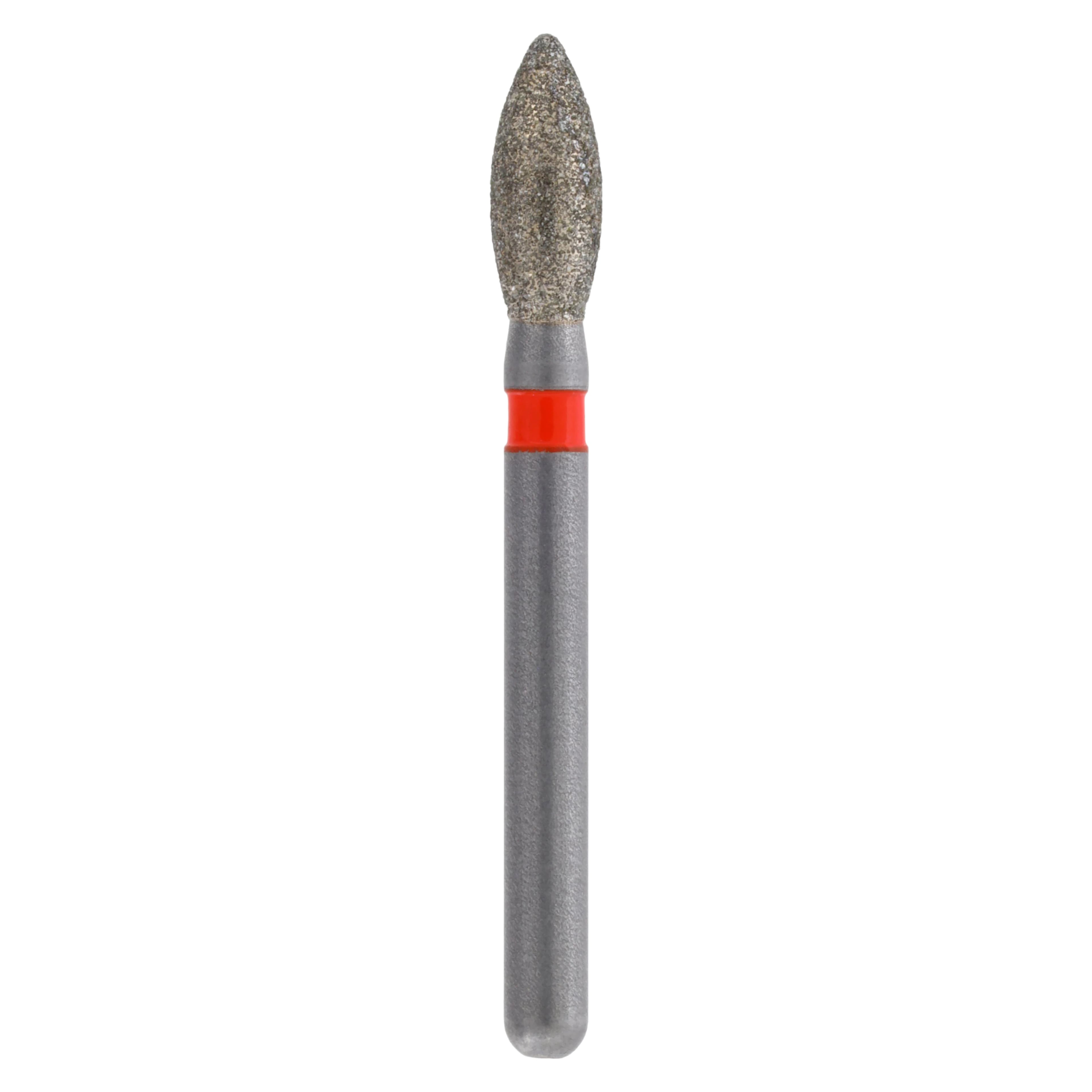 Meisinger Singles Disposable Diamond Bur FG, Pointed Football #1920F, Fine Grit, 2.1mm Diameter, 5.0mm Length, Red Band, Sterile, 25/Bx