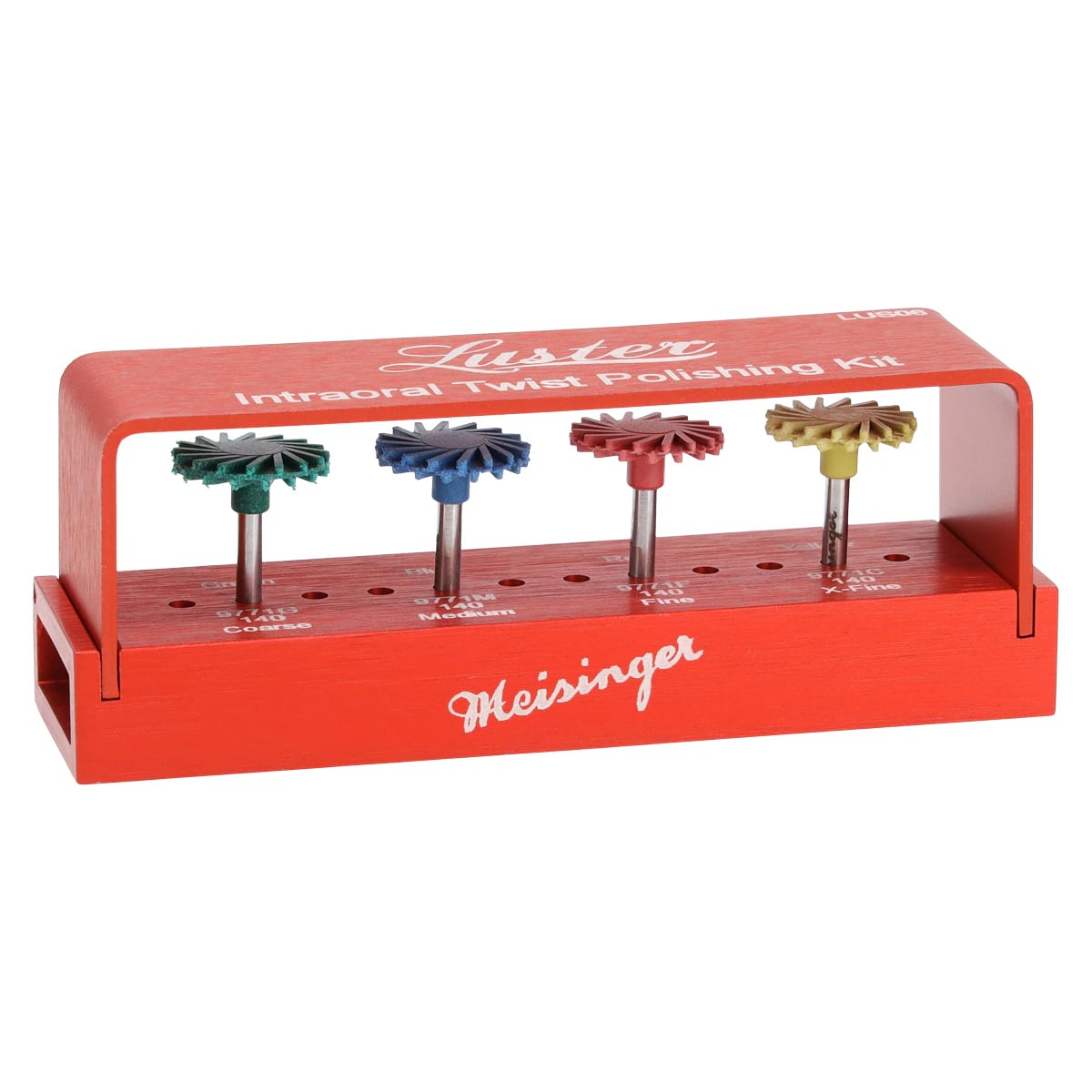 Meisinger LUSTER Intraoral Twist Porcelain Polishing Kit, RA, 4 Polishers + Holder, LUS06