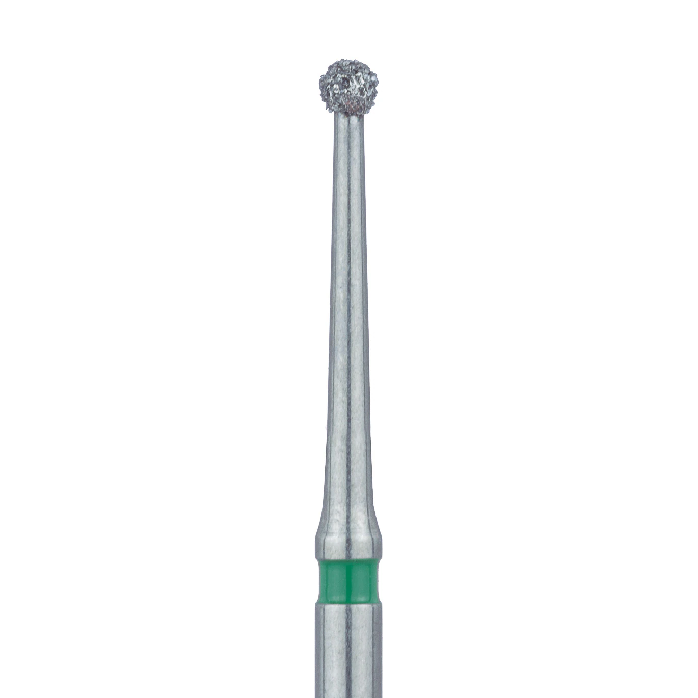 Meisinger 801LG-014-FG Coarse Diamond Bur, Long Round, Friction Grip, 1.4mm, Green Ring, 5/Pk