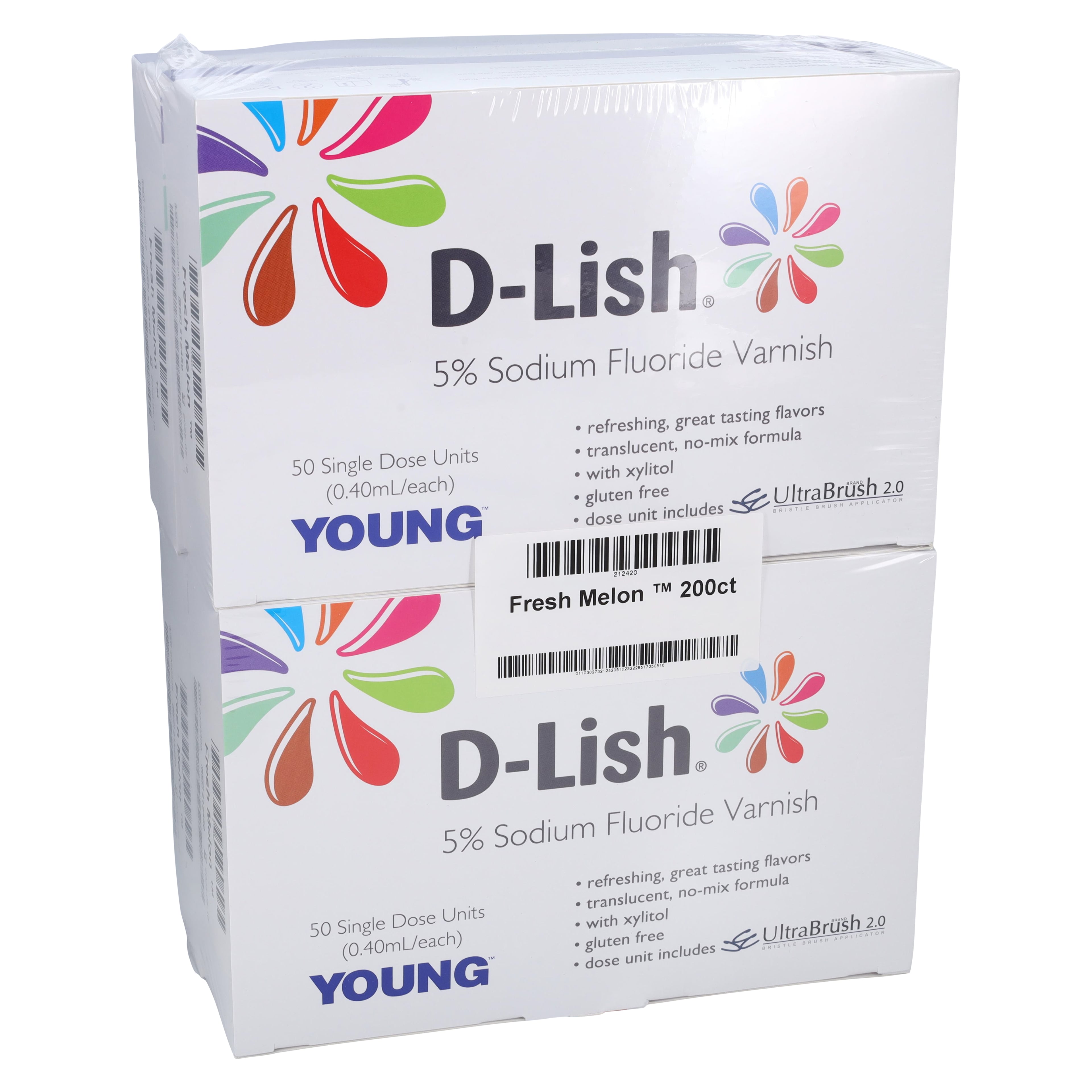 D-Lish 5% Sodium Fluoride Varnish, Fresh Melon, 0.4 mL Unit Dose, 200/Box, 212420