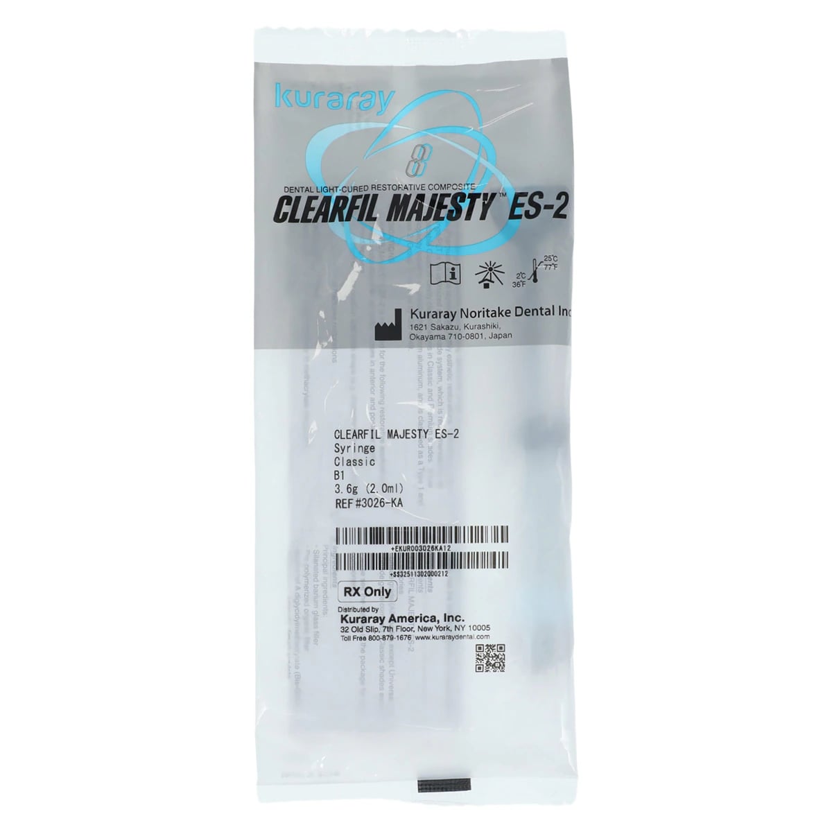 Clearfil Majesty ES-2 Classic Universal Nanohybrid Composite, Syringe Refill, Shade B1, 3.6 g (2.0 mL), 3026KA