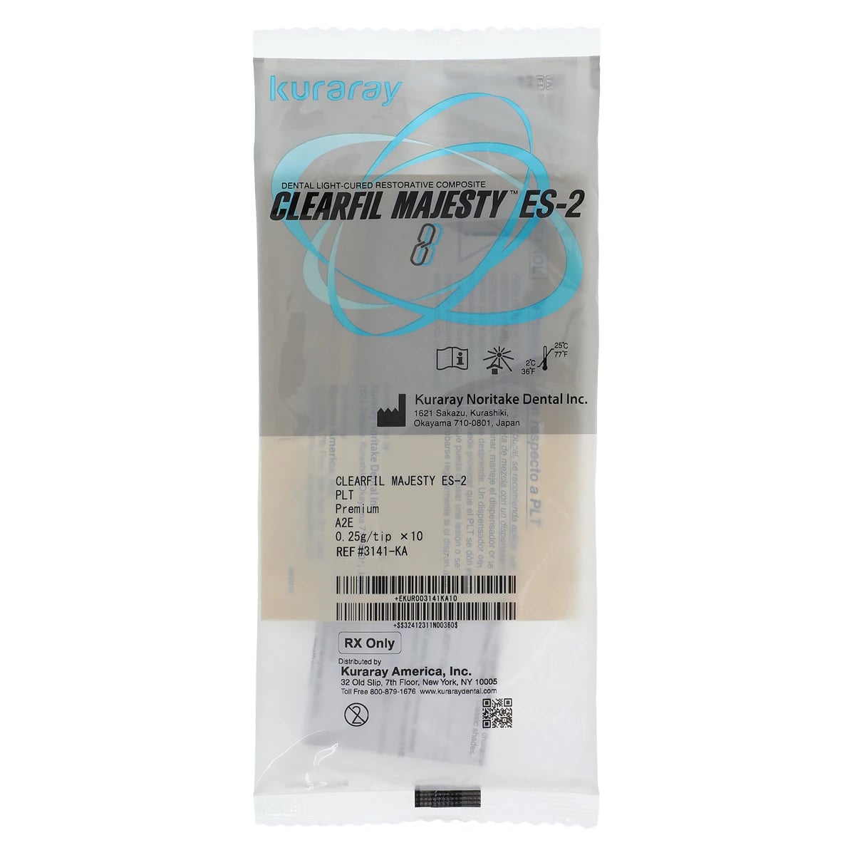 Clearfil Majesty ES-2 Premium Universal Nanohybrid Composite, A2E Enamel, 0.25 g PLT Refill, 10/Pk, 3141KA