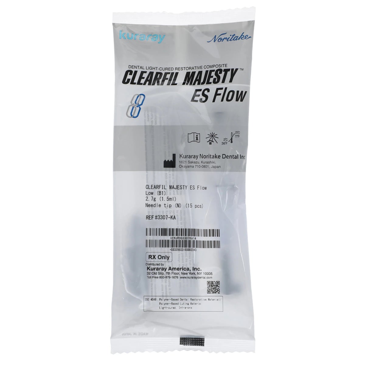 Clearfil Majesty ES Flow Flowable Composite, Light-Cure, Syringe, 2.7 g, Shade B1, 15 Needle Tips, 3307KA