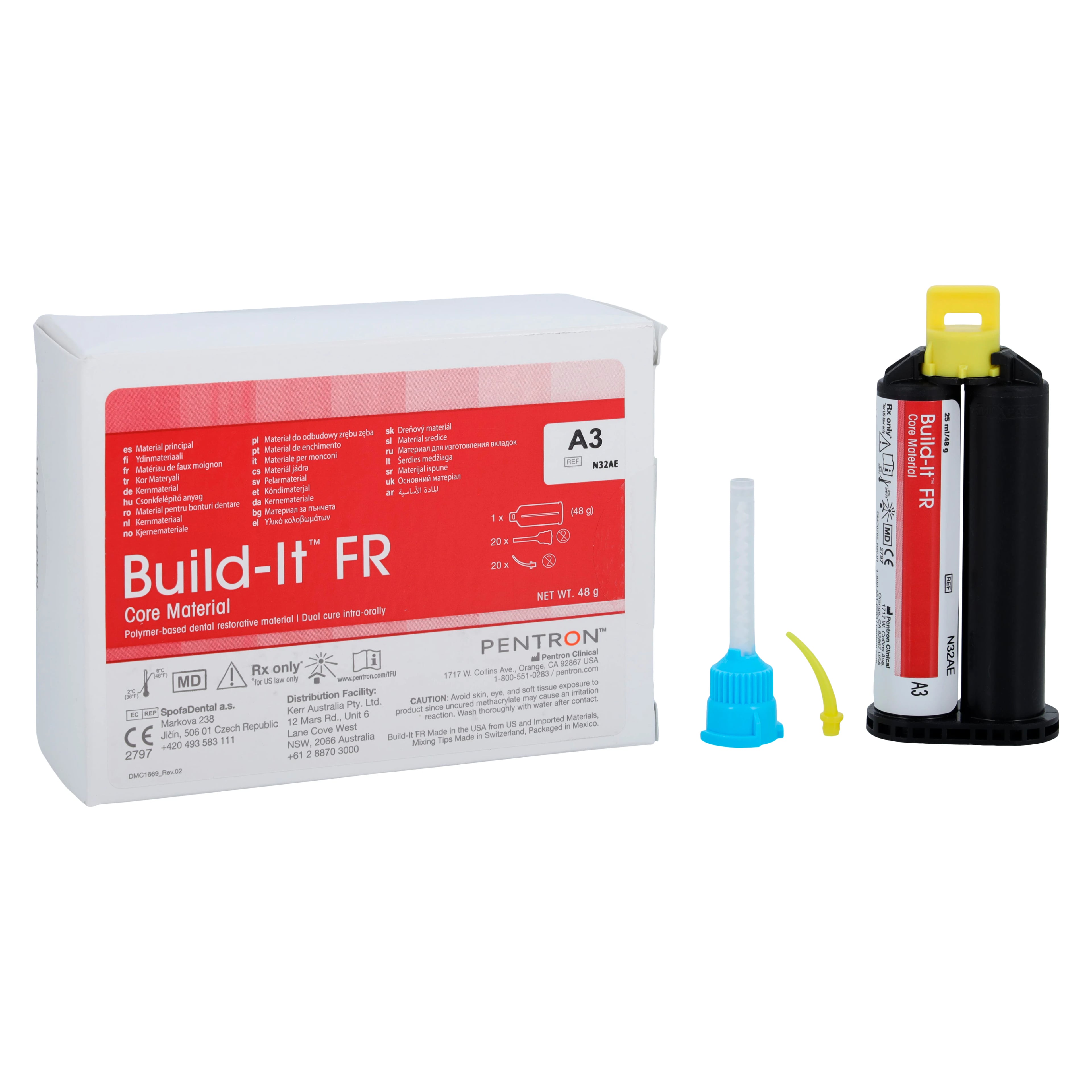 Build-It FR Fiber Reinforced Core Build-Up Material, Dual-Cure, A3, 25 ml Auto-Mix Cartridge Refill, N32AE
