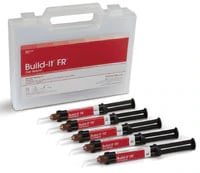 Build-It FR Fiber Reinforced Core Build-Up Material, Mini-Mix Syringe Kit, 5 x 4 mL Syringes (A2, A3, Blue, Gold, Opaceous White) with Accessories, N32F