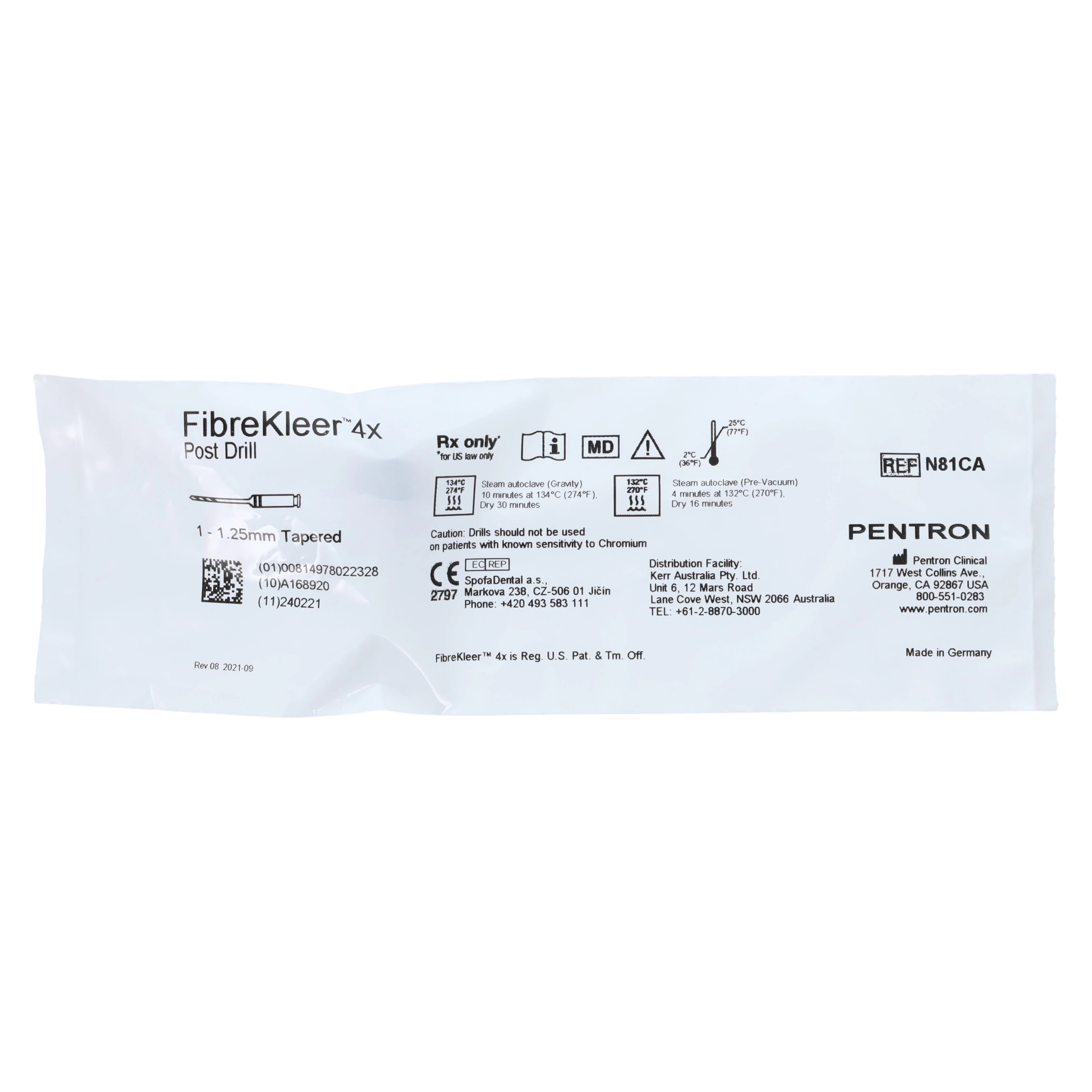 FibreKleer 4X Tapered Post Drill Refill, 1.25mm, Black, N81CA