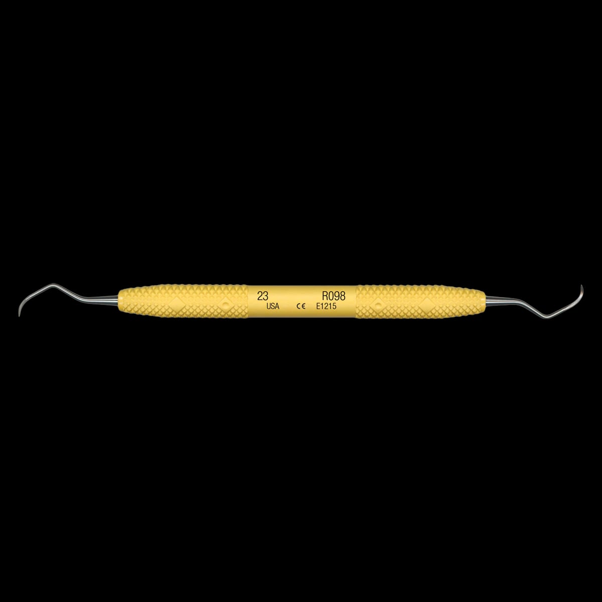 PDT Cruise #23 (Pointed Toe) Universal Curette, Yellow Resin Handle, Double End, R098