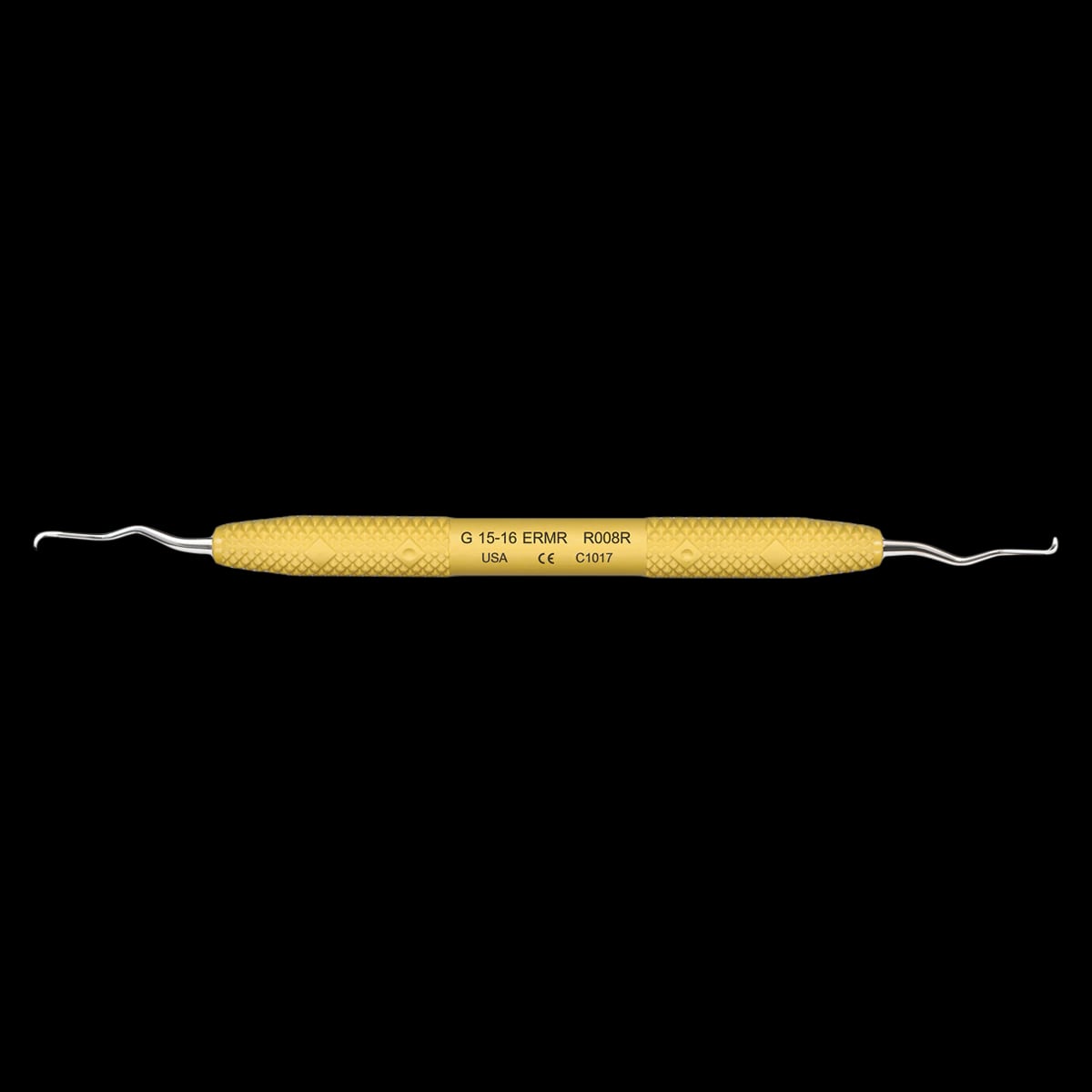 PDT Amazing Gracey 15-16 Extended Reach Mini Rigid Curette, Double-Ended, Yellow Resin Handle, R008R