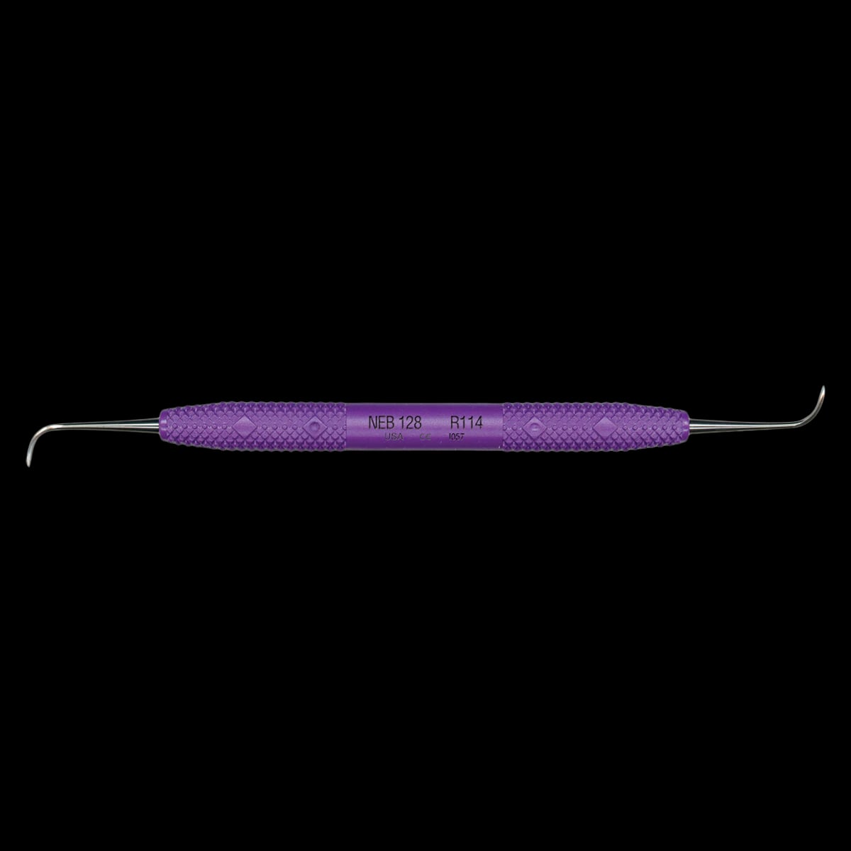 PDT Cruise Line Nebraska 128 Double-Ended Sickle Scaler, Anterior, Passionate Purple Resin Handle, 6.5" Long, R114