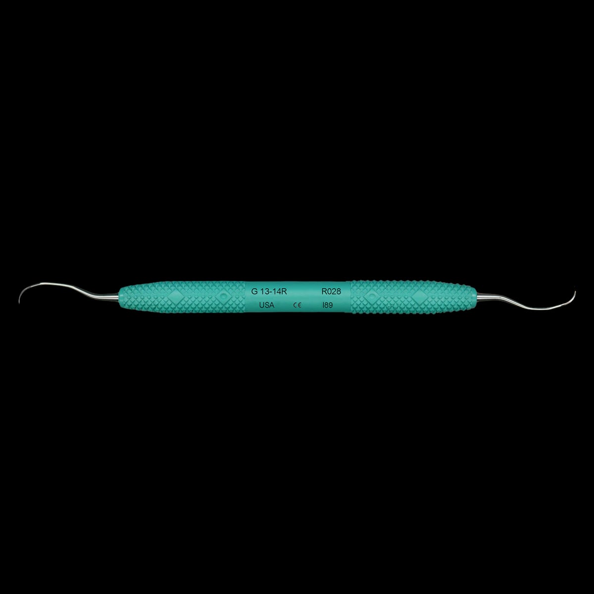 PDT Amazing Gracey 13/14 Rigid Curette, Double-Ended, Caribbean Green Resin Handle, R028R