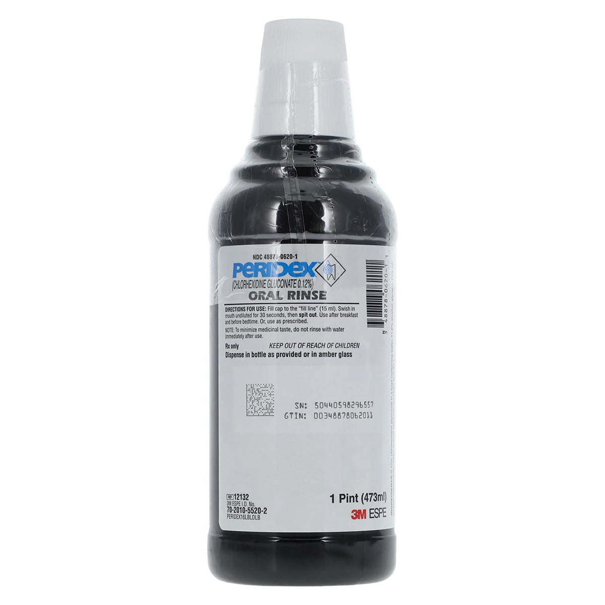 3M Peridex Chlorhexidine Gluconate 0.12% Oral Rinse, Herbal Mint, 16 oz Bottle, 12132