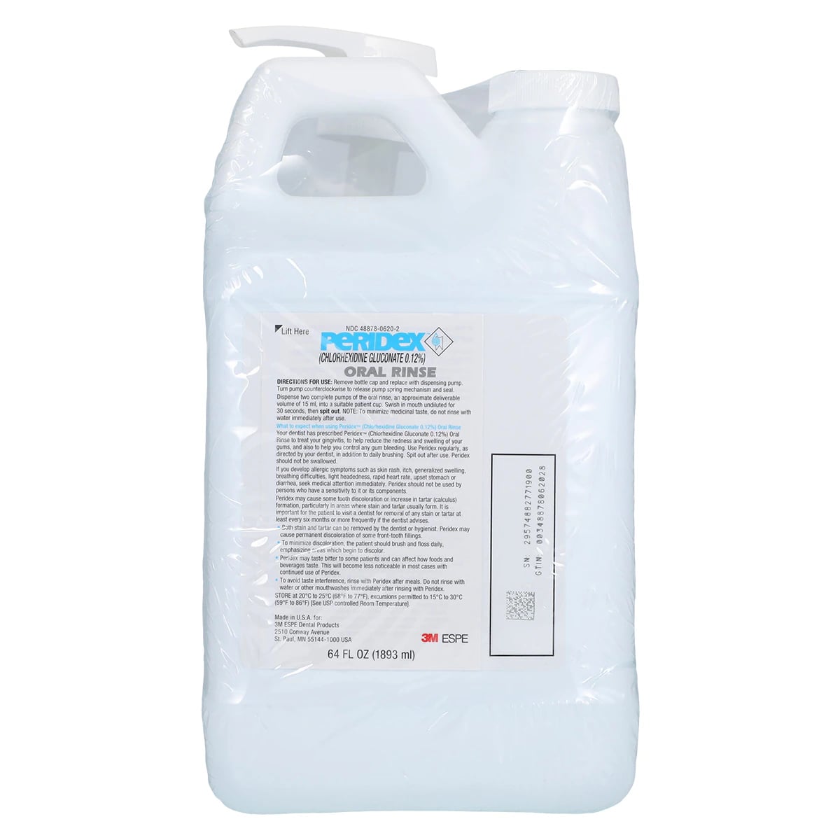 Peridex Chlorhexidine Gluconate 0.12% Oral Rinse, Mint, 64 oz Bottle with Pump, 1/Pk, 12133