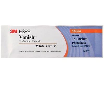 3M Vanish 5% Sodium Fluoride White Varnish with Tri-Calcium Phosphate (TCP), Melon Flavor, 0.5 mL Unit Dose, 1000/Pk, 12151L