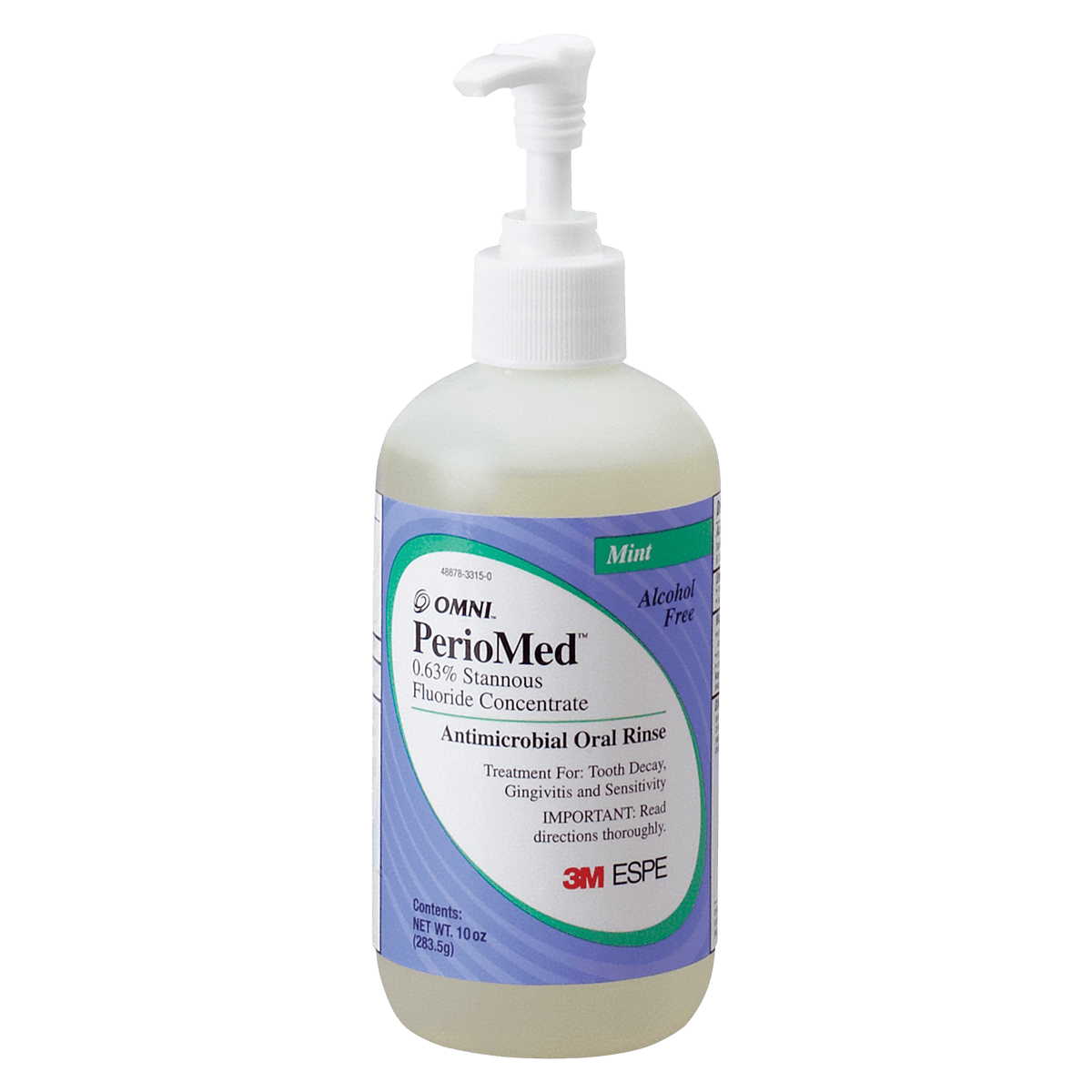 PerioMed 0.63% Stannous Fluoride Oral Rinse Concentrate, Mint, Alcohol-Free, 10 oz Bottle with Pump, 12105M