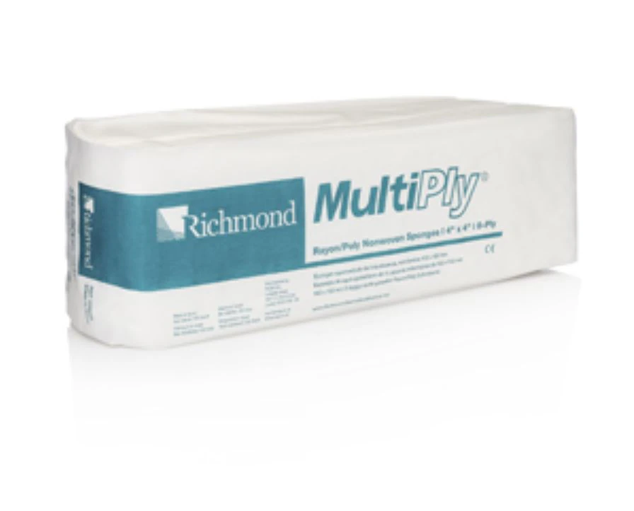 MultiPly Non-Woven Sponges, Rayon/Polyester, 4" x 4", 8-Ply, Non-Sterile, 2000/Case, 300639