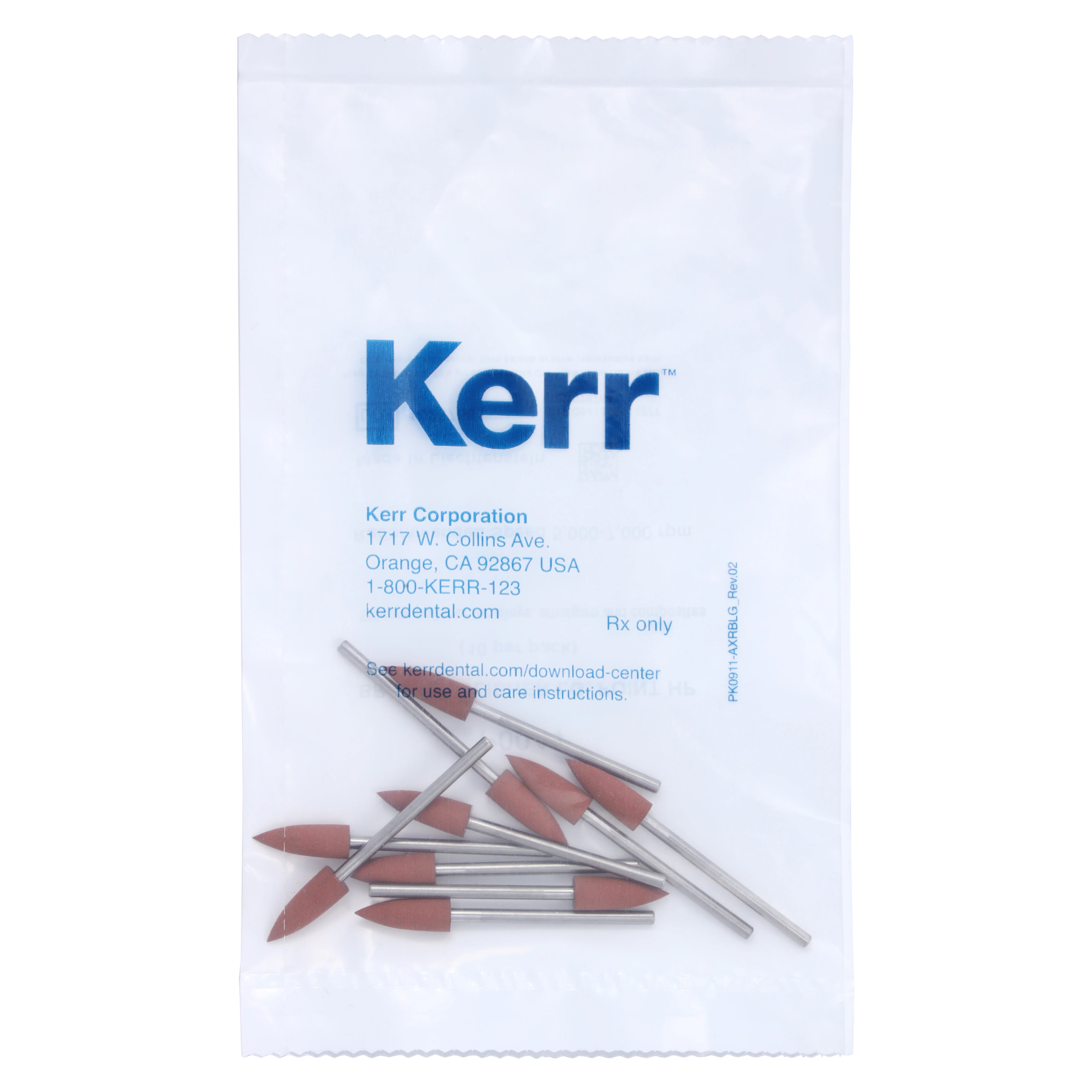 NTI Silicone Polishers, Brown, Flame, HP Shank, Pre-Polishing for Alloys/Amalgam/Composites, 10/Pkg, P0044
