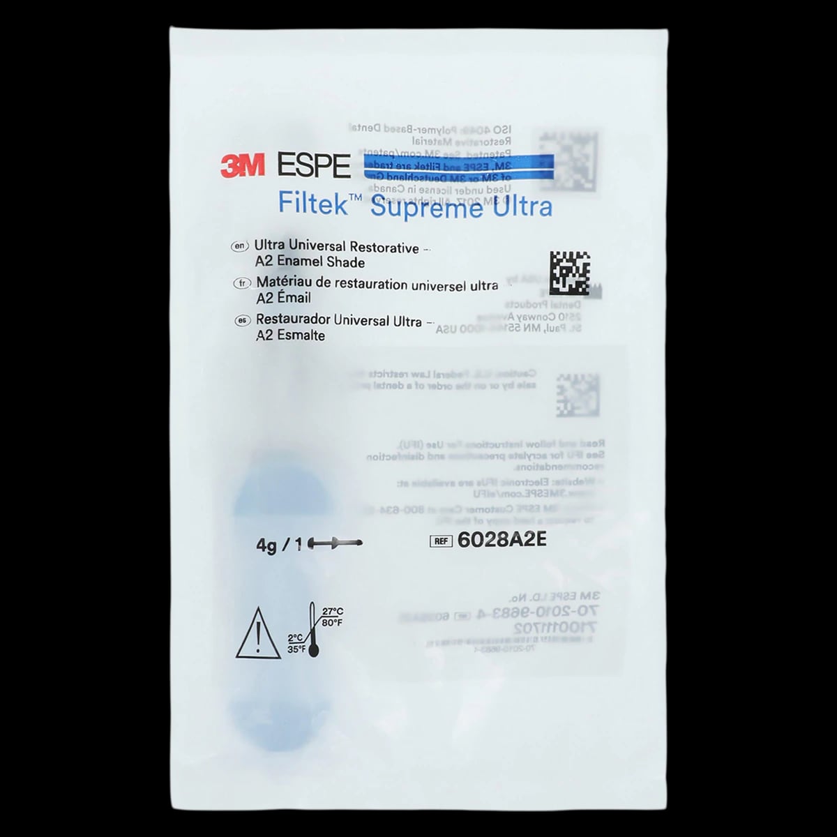 Filtek Supreme Ultra Universal Restorative Syringe, A2 Enamel, 4 g, 6028A2E