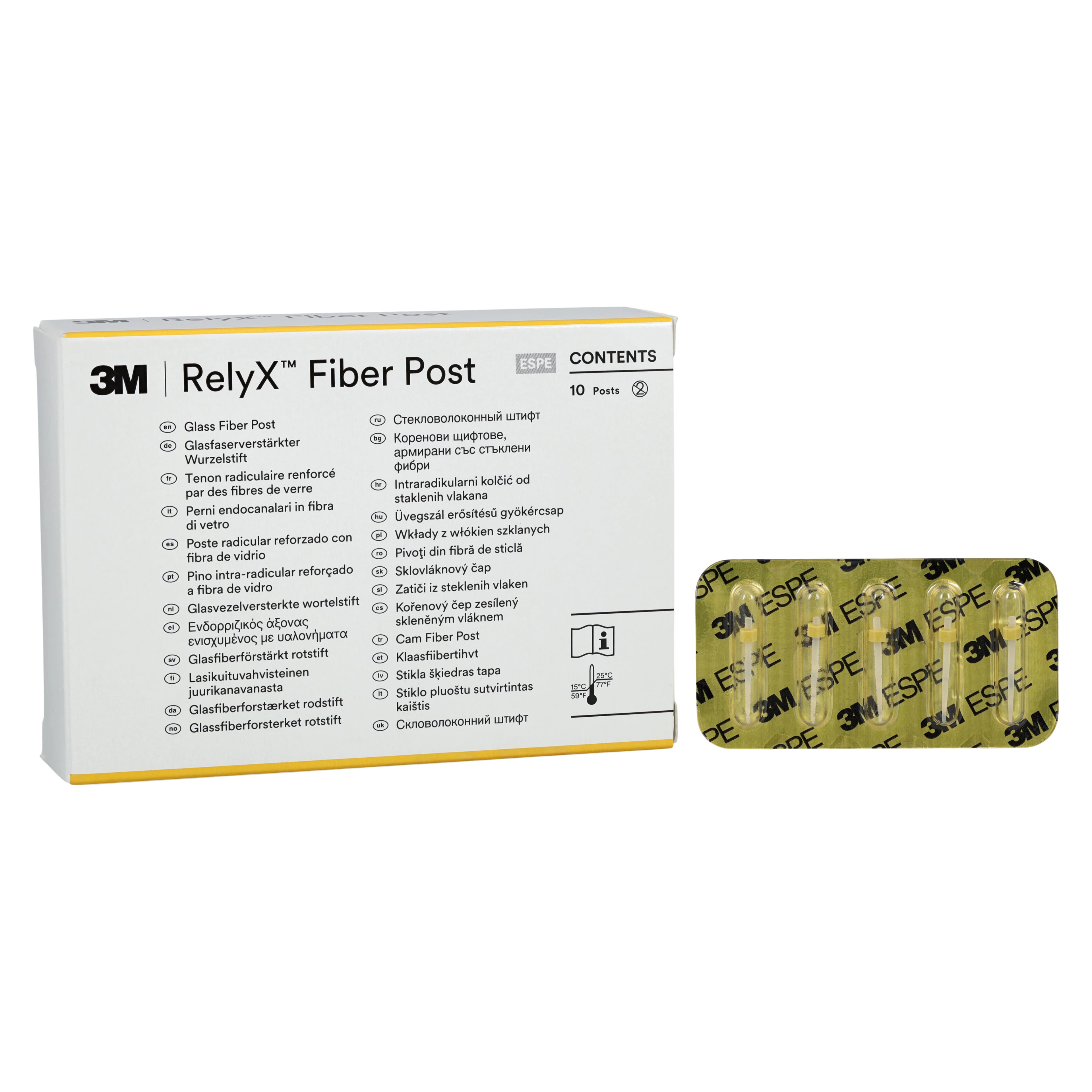 3M RelyX Fiber Post Refill, Size 1, 1.3 mm Diameter, Yellow, 10/Pk, 56861