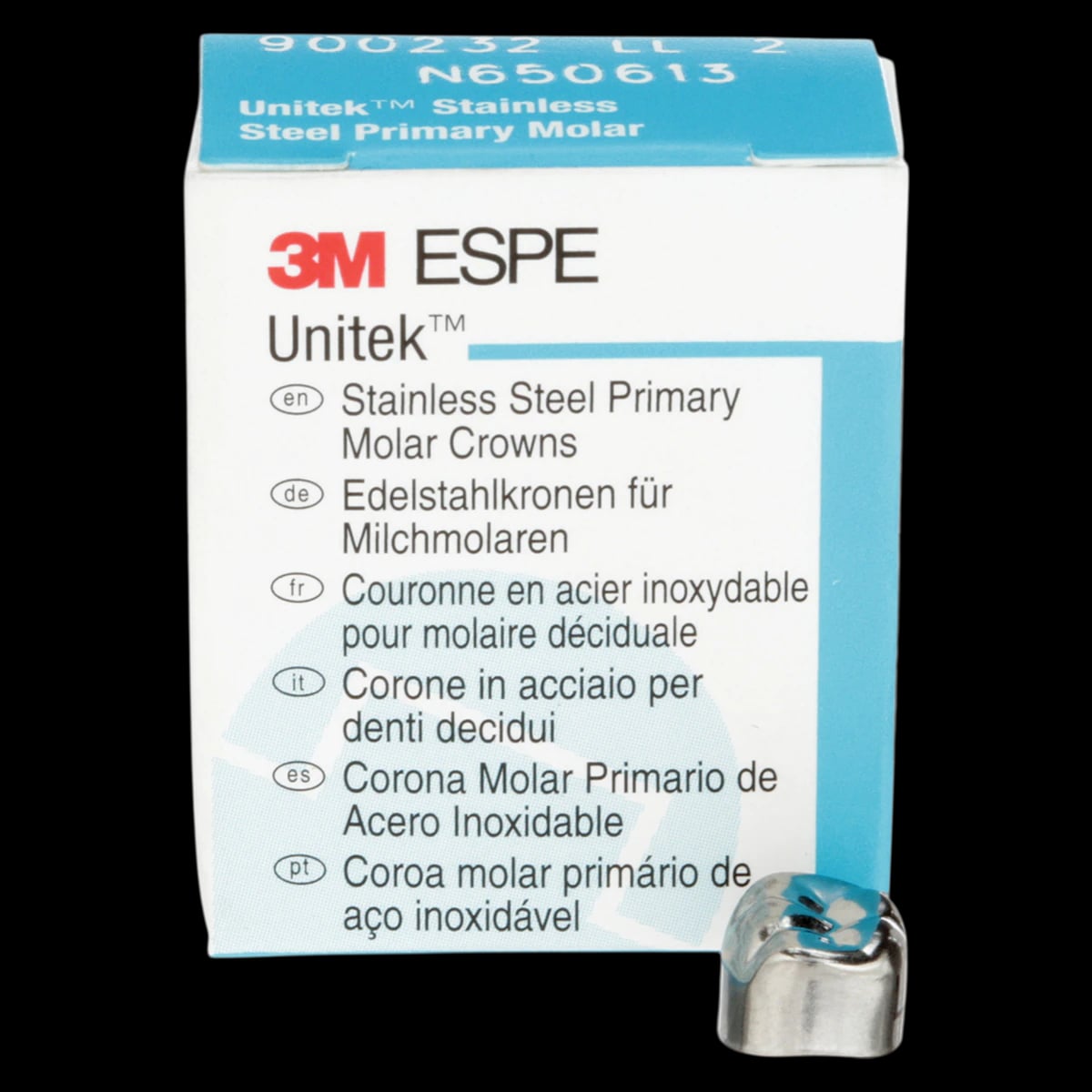3M Unitek Stainless Steel Primary Molar Crown, Lower Left Second Primary Molar, Size 2 (2LL2), 5/Box, 900232