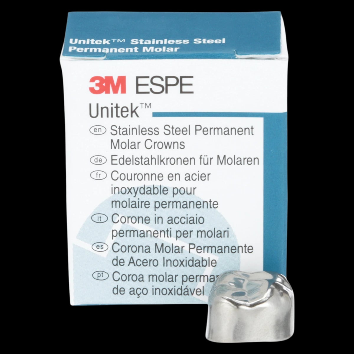 3M Unitek Permanent Stainless Steel Crowns, First Permanent Molar, Upper Right, Size 4UR, 5/Box, 900324