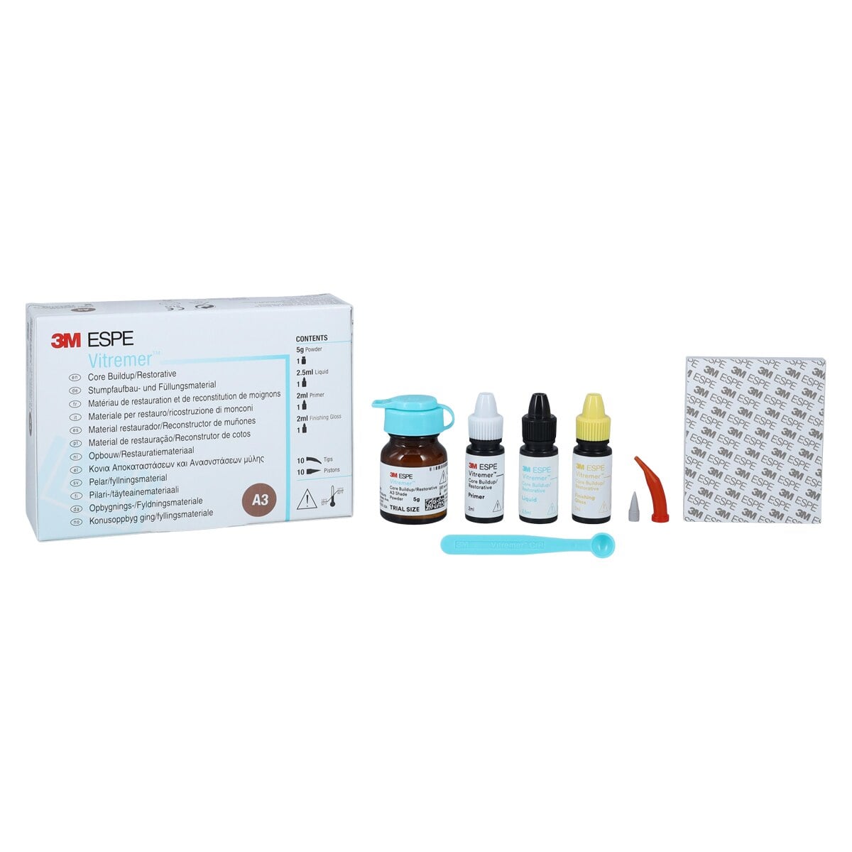 3M Vitremer Core Buildup/Restorative Glass Ionomer Trial Kit, A3 Shade, 3303MP-A3