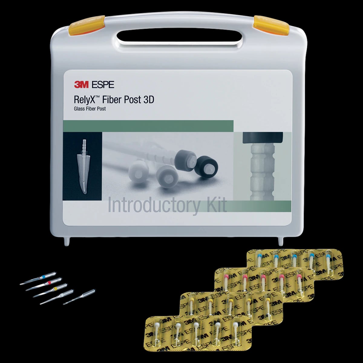 3M RelyX Fiber Post 3D Glass Fiber Post Intro Kit, Assorted Sizes 0-3, 20 Posts + 5 Drills, 56957