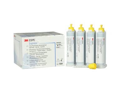 3M Express VPS Impression Material Light Body Fast Set Refill, Blue, 4 x 50 mL Cartridges with 20 Mixing Tips, #7301