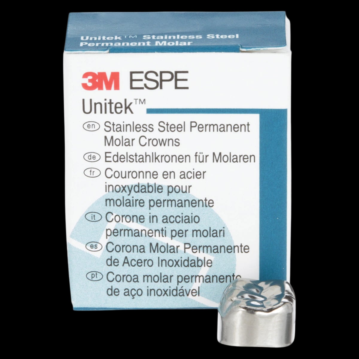 3M Unitek Permanent Stainless Steel Crown, First Permanent Molar, Lower Right, Size 4LR, 5/Box, 900344