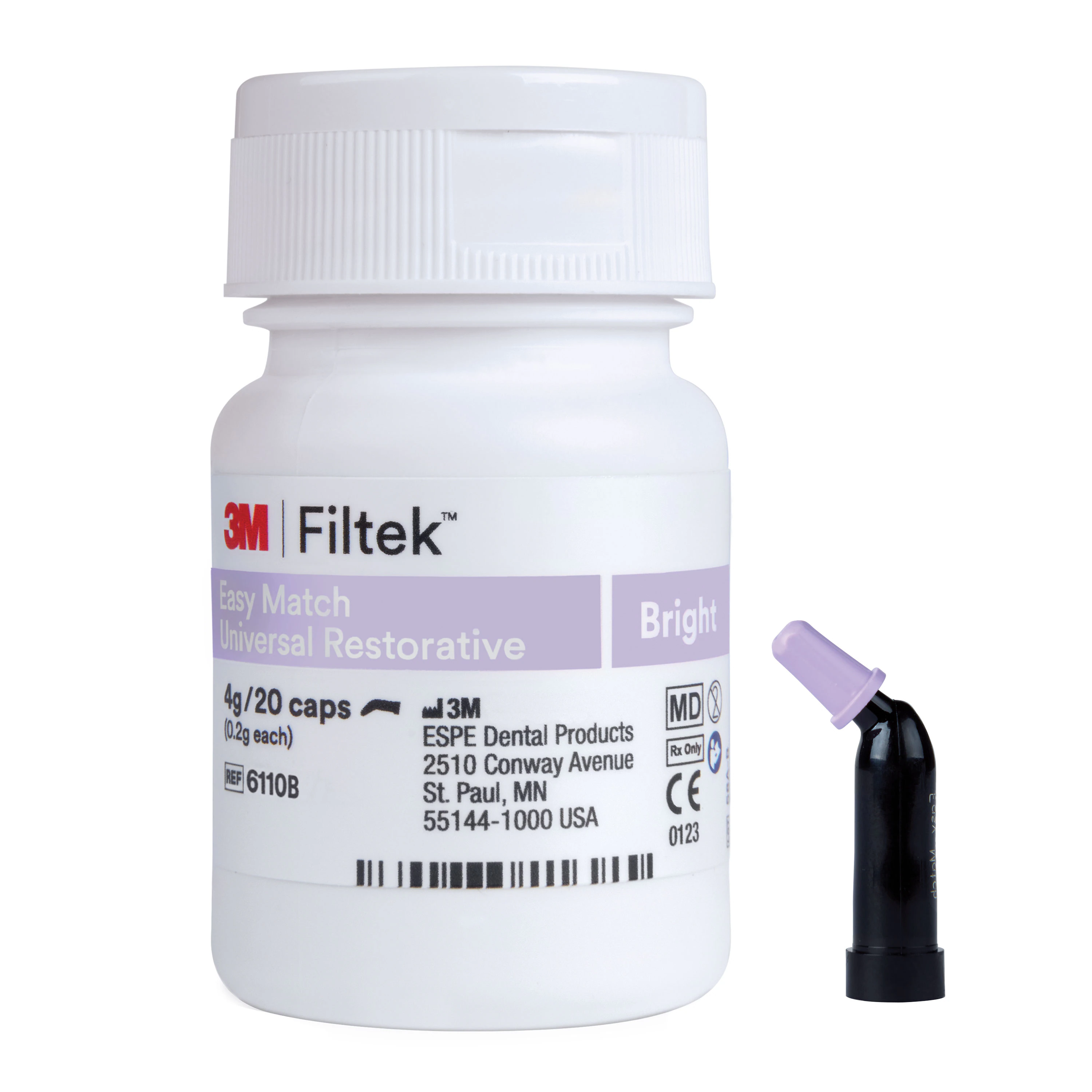 3M (Solventum) Filtek Easy Match Universal Restorative, Bright Shade, 0.2g Capsules, 20/Pk, 6110B