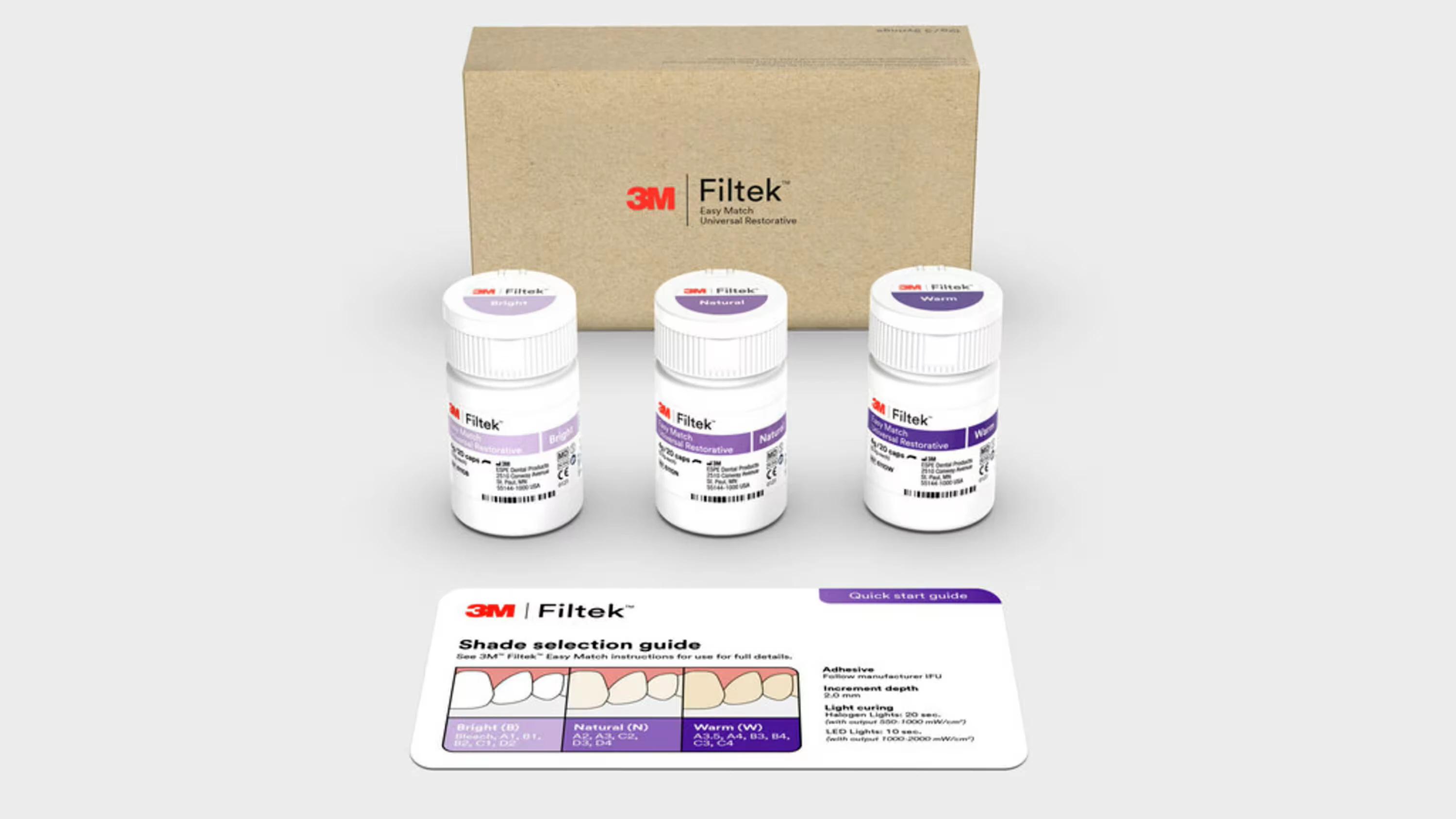 3M (Solventum) Filtek Easy Match Universal Restorative Capsule Intro Kit, 0.2 g, Bright/Natural/Warm, 60/Pk, 6110K
