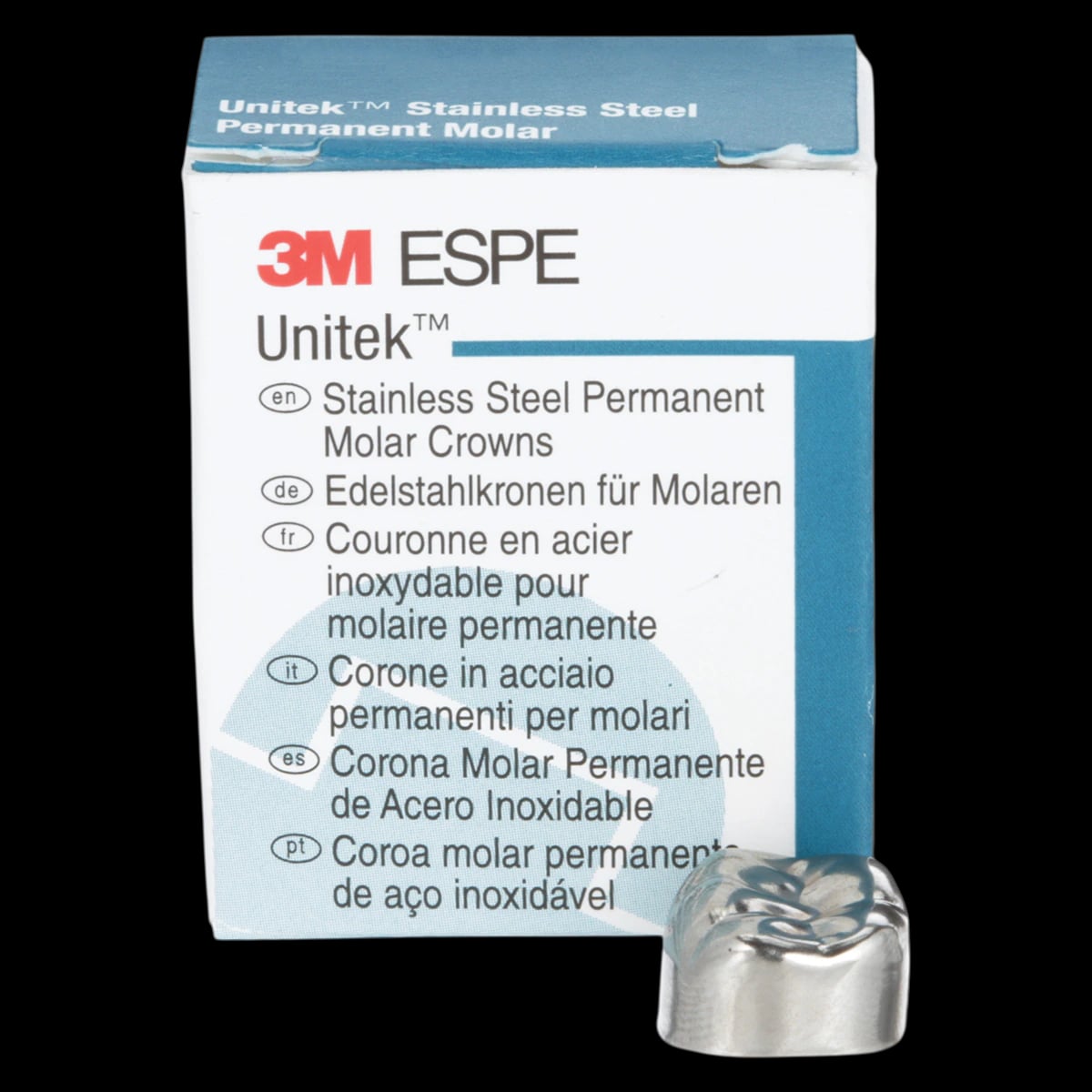 3M Unitek Stainless Steel Permanent Molar Crown, Lower Right First Permanent Molar, Size 5LR, 5/Box, 900345