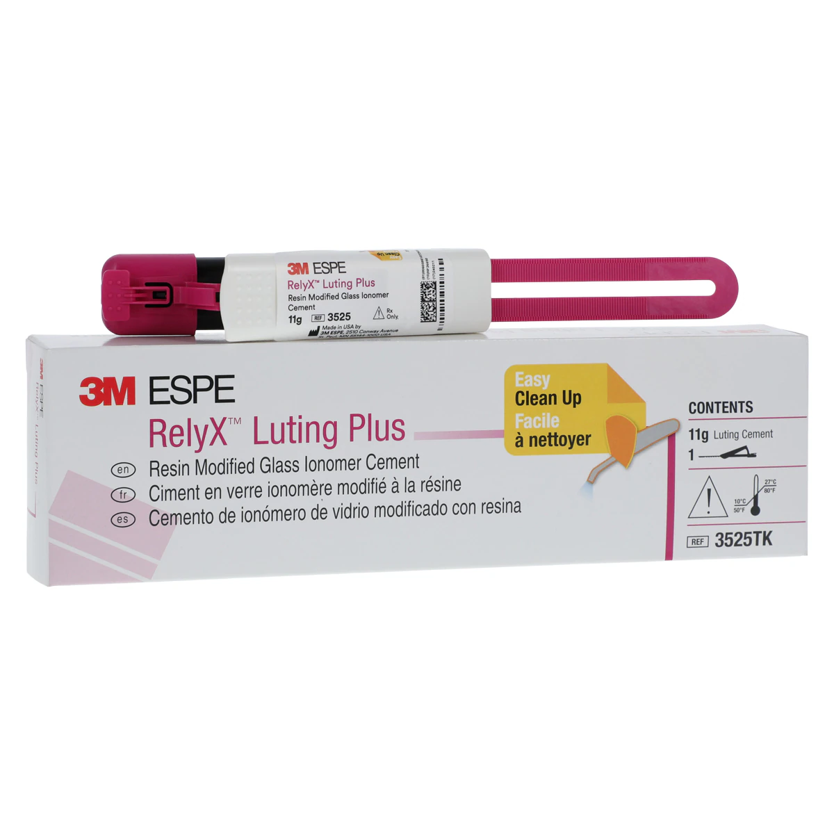 RelyX Luting Plus Resin-Modified Glass Ionomer Cement, Clicker Dispenser Trial Kit, 11 g, 1/Pk, 3525TK