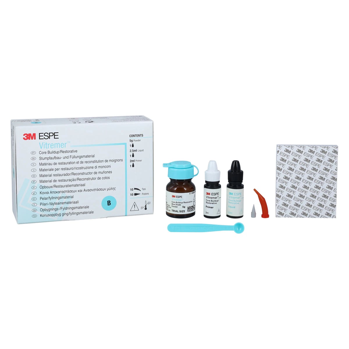 3M Vitremer Core Buildup/Restorative Glass Ionomer Trial Kit, Blue Shade, 3303MPB