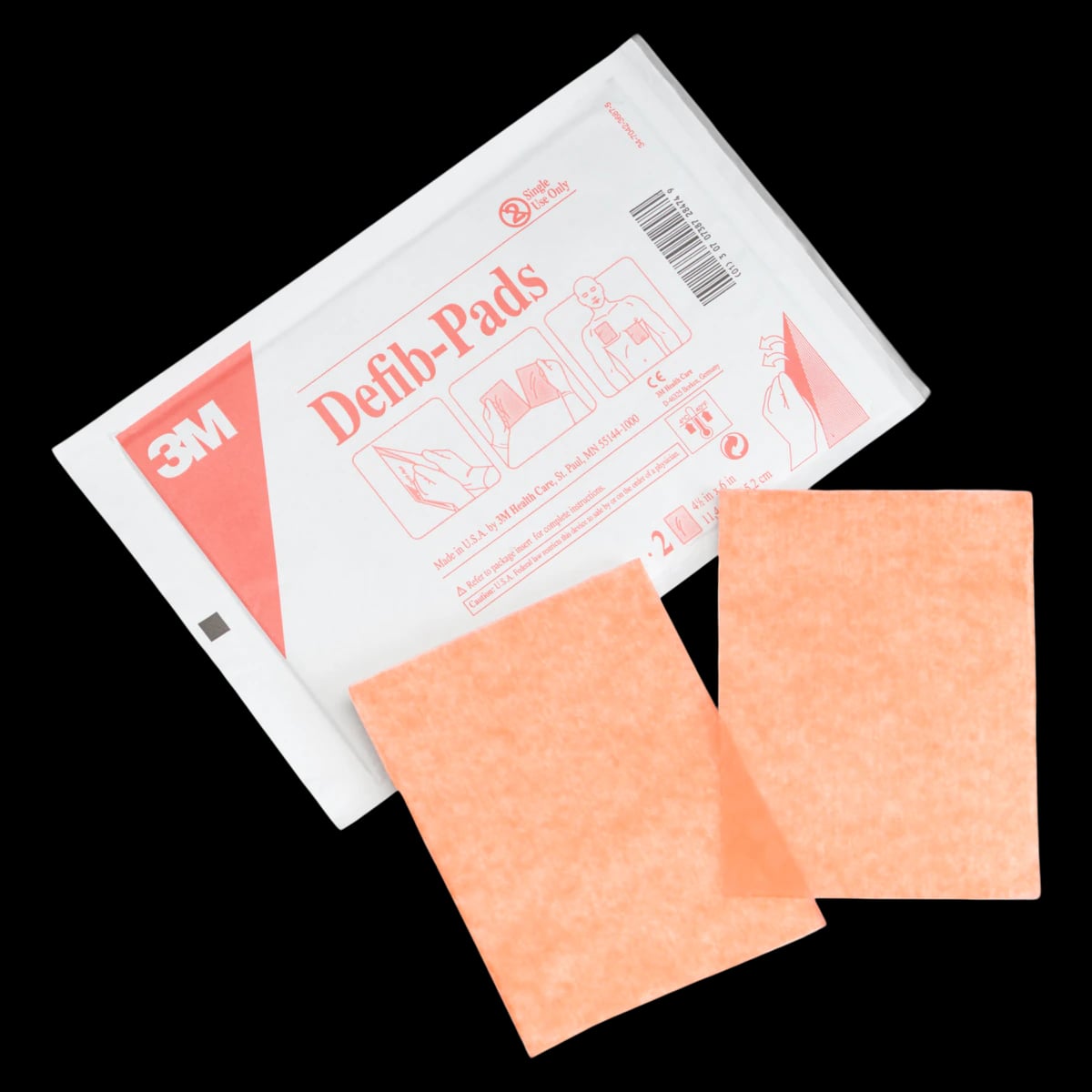 3M 2346N Defibrillation Gel Pads, 4-1/2" x 6", Orange, 10 Pairs/Box
