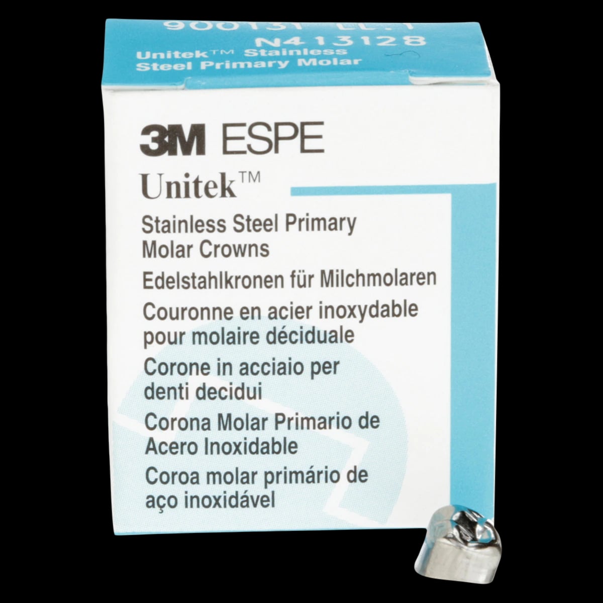 3M Unitek Stainless Steel Primary Molar Crown, Lower Left First Molar, Size 1 (LL1), 5/Box, 900131