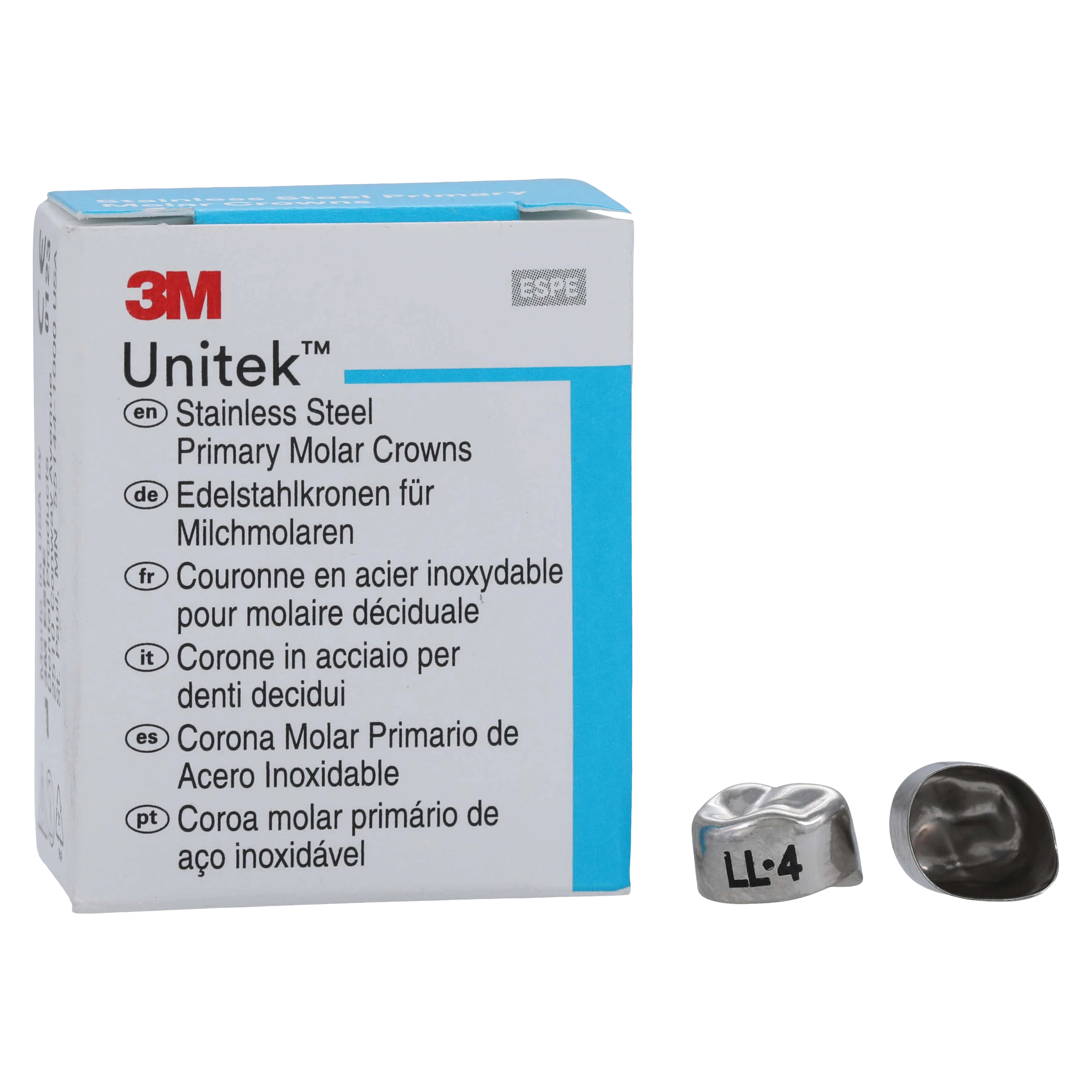 3M Unitek Stainless Steel Primary Molar Crown, Lower Left First Molar, Size 4 (1LL4), 5/Box, 900134