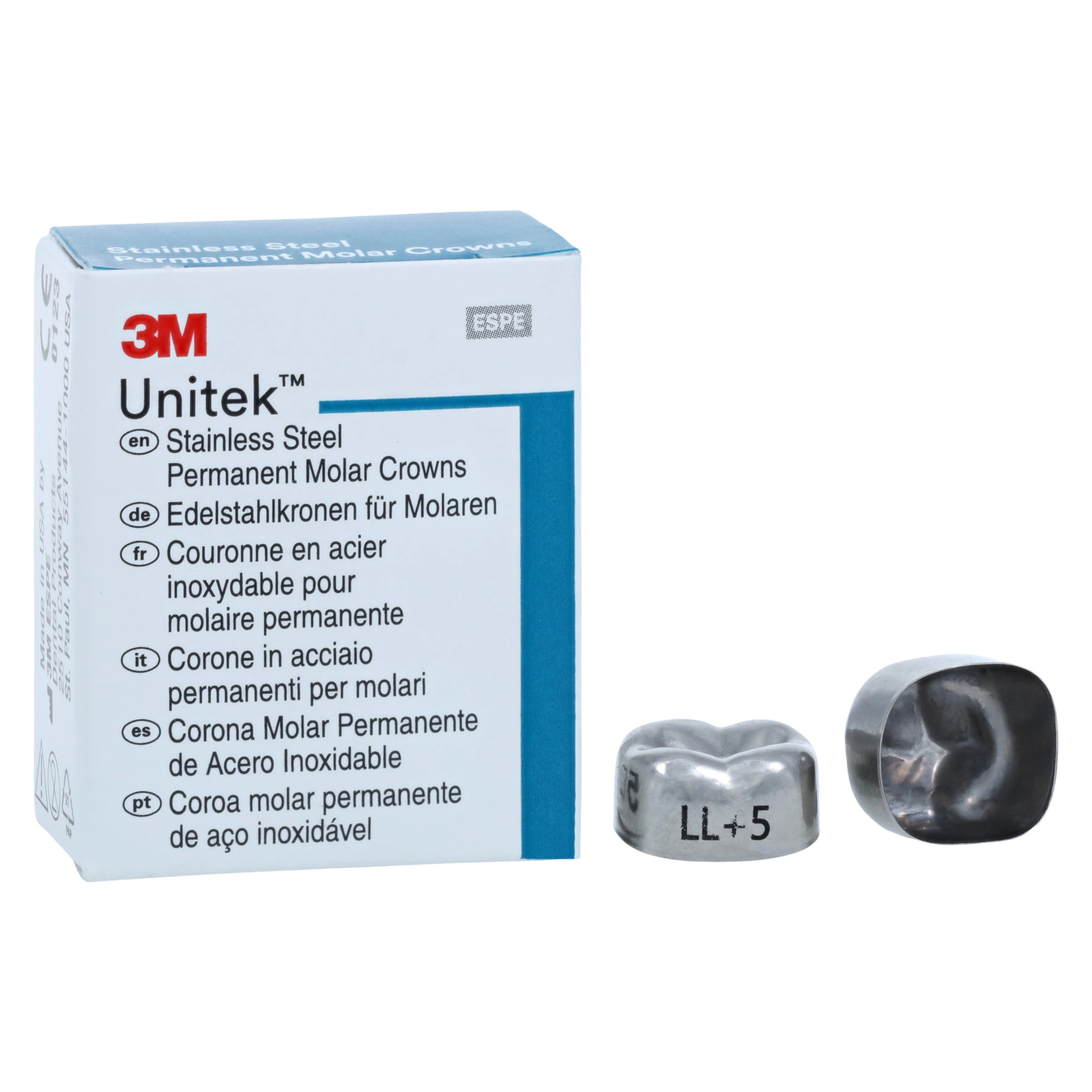 3M Unitek Stainless Steel Permanent Molar Crown, Lower Left Second Permanent Molar, Size 5, 5/Box, 900435