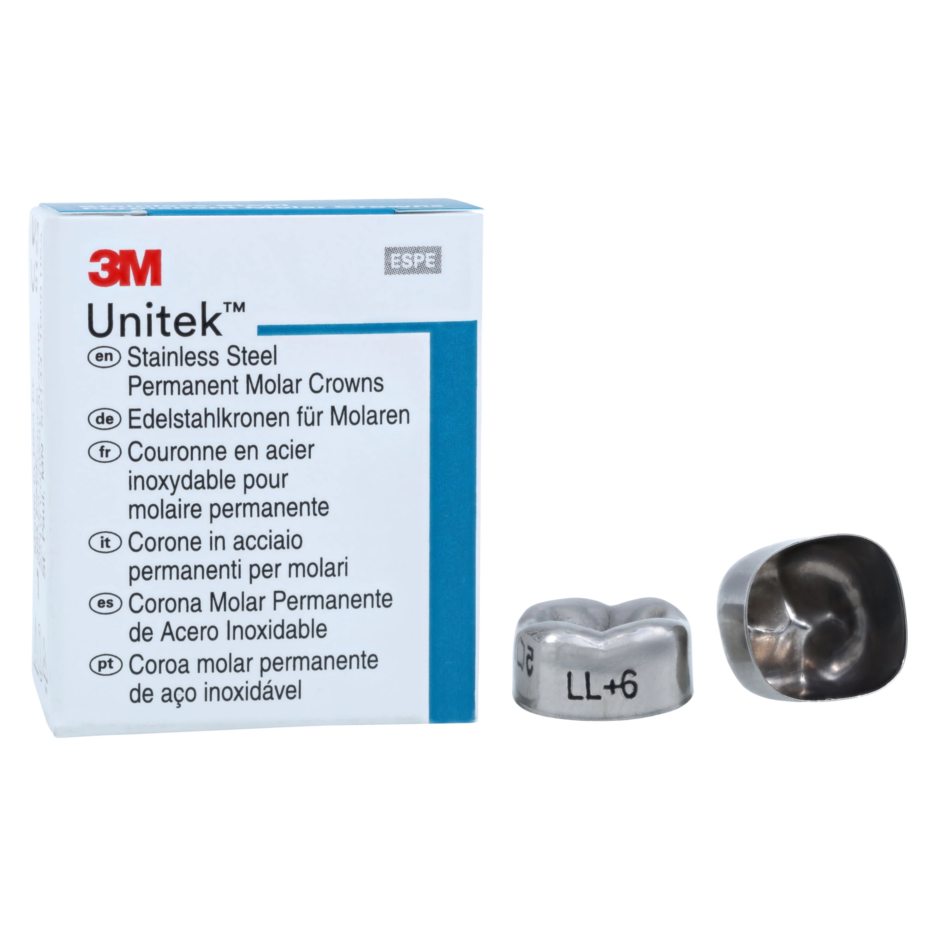 3M Unitek Permanent Stainless Steel Crowns, Lower Left Second Permanent Molar, Size 6 (LL6), 5/Box, 900436