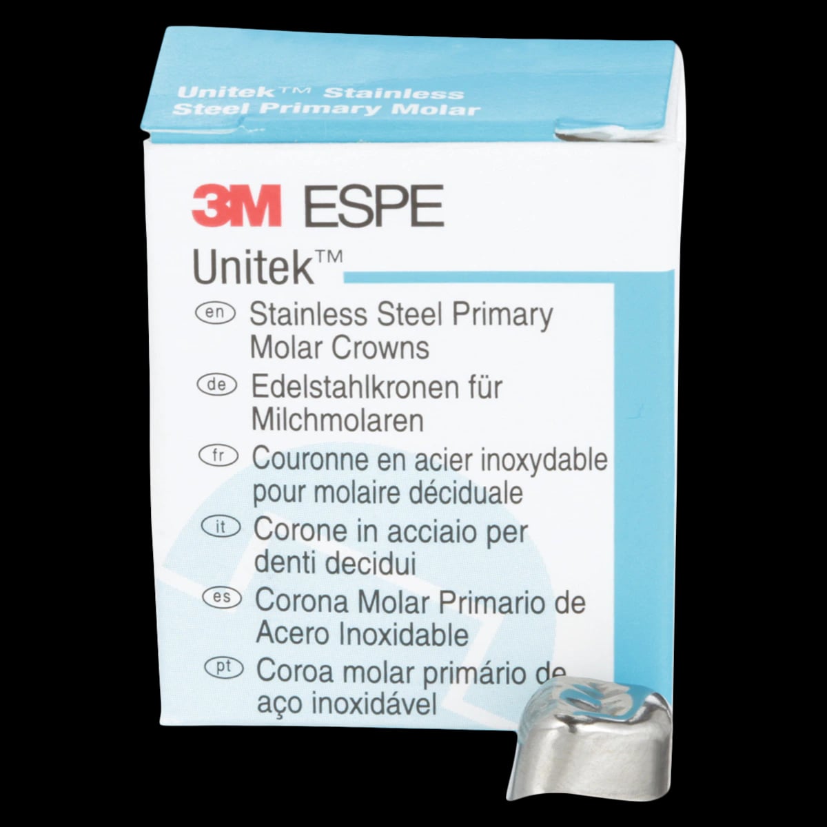3M Unitek Stainless Steel Primary Molar Crown, Upper Right First Primary Molar, Size 5, 5/Box, 900125