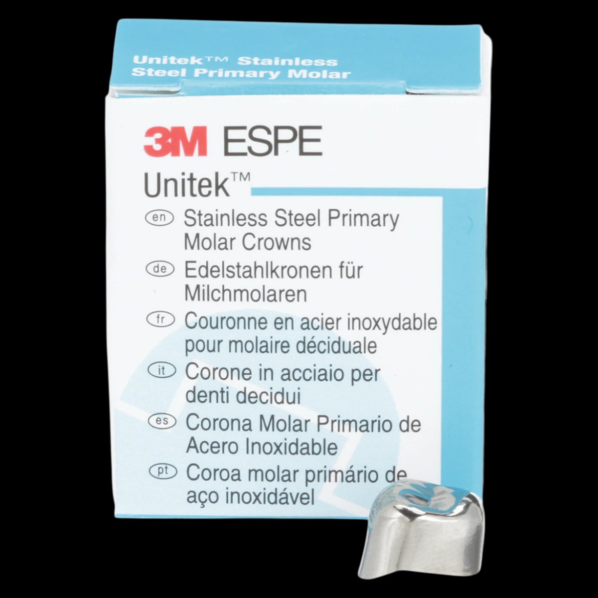 3M Unitek Stainless Steel Primary Molar Crown, Upper Right First Molar, Size 6, 5/Box, 900126