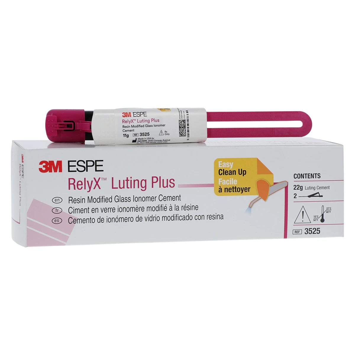 RelyX Luting Plus Resin-Modified Glass Ionomer Cement, Clicker Dispenser Refill, 11 g, 2/Pk, 3525