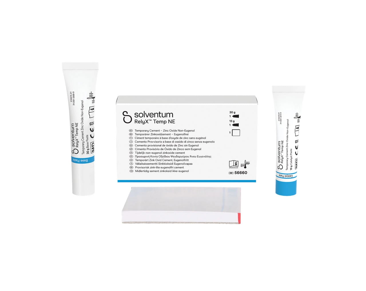 Solventum RelyX Temp NE Temporary Cement, Zinc Oxide Non-Eugenol, Refill Kit, 36 g Base, 16 g Catalyst, Mixing Pad, 56660